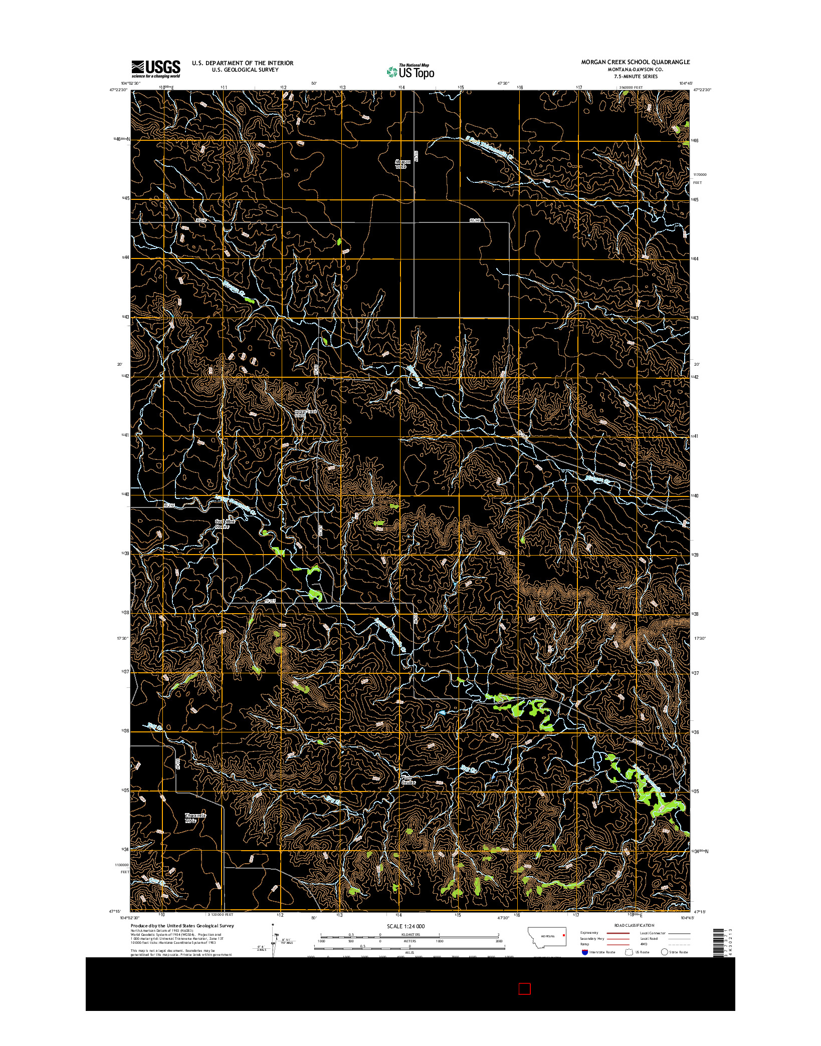 USGS US TOPO 7.5-MINUTE MAP FOR MORGAN CREEK SCHOOL, MT 2017