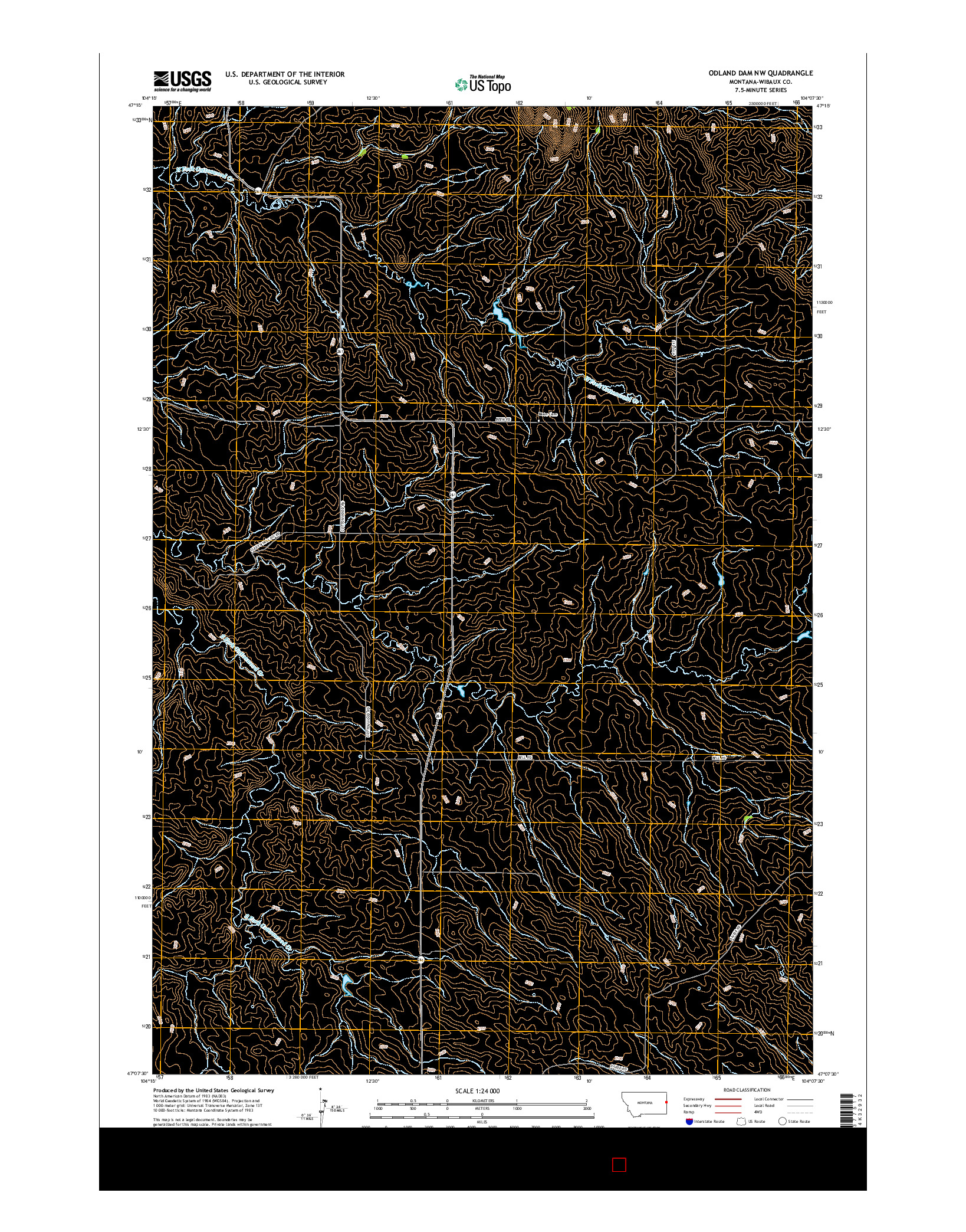 USGS US TOPO 7.5-MINUTE MAP FOR ODLAND DAM NW, MT 2017