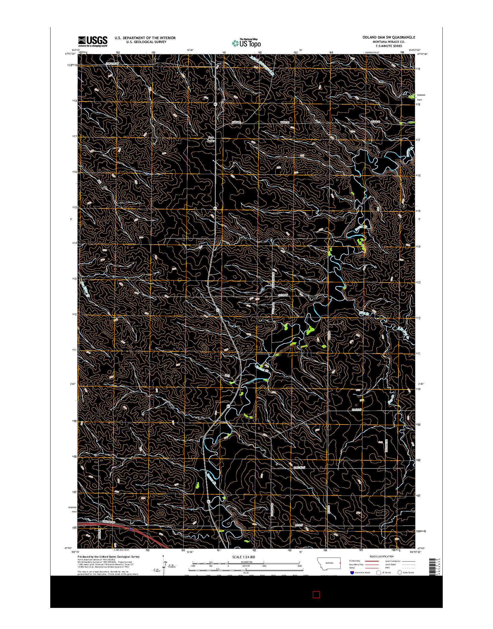 USGS US TOPO 7.5-MINUTE MAP FOR ODLAND DAM SW, MT 2017