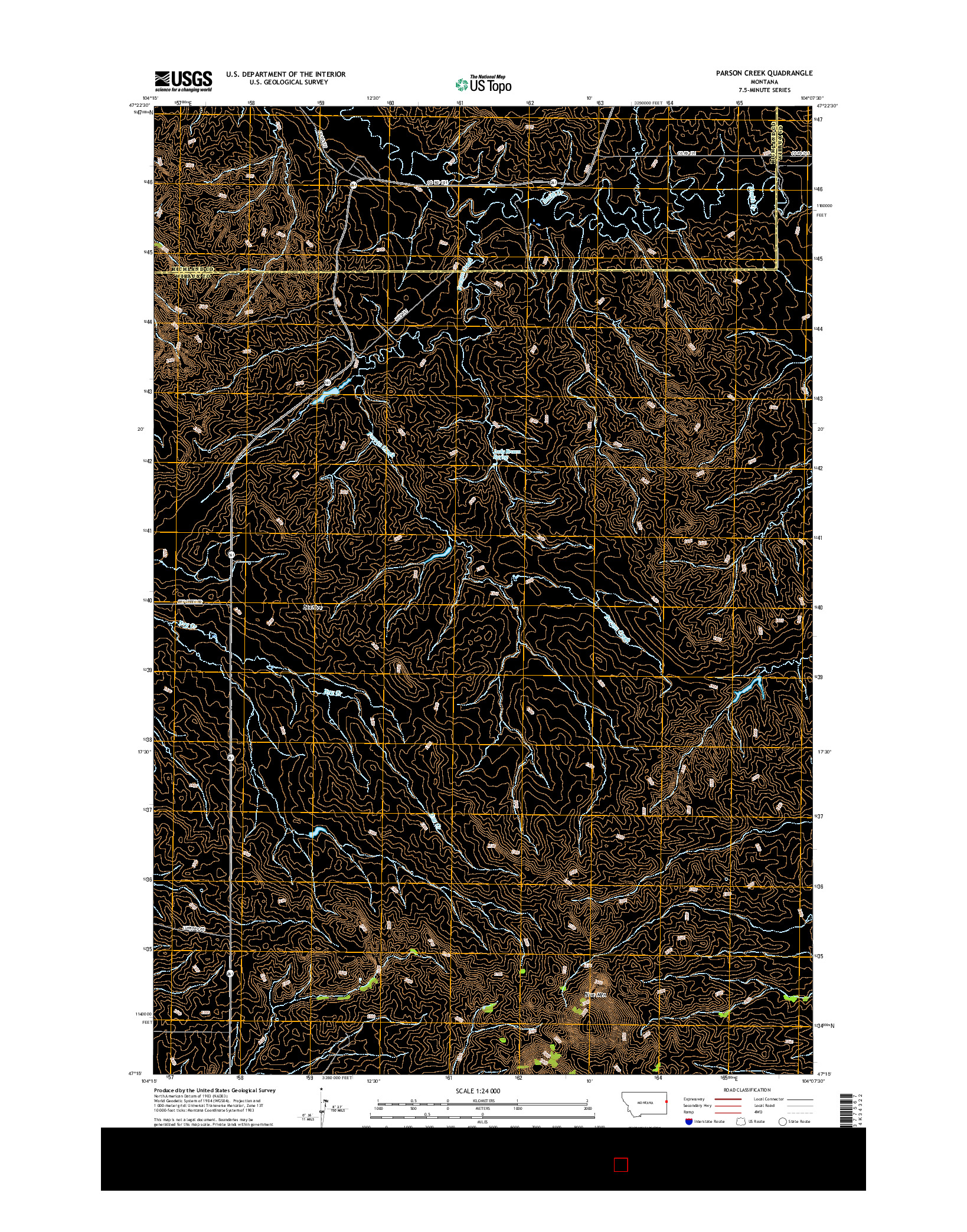 USGS US TOPO 7.5-MINUTE MAP FOR PARSON CREEK, MT 2017