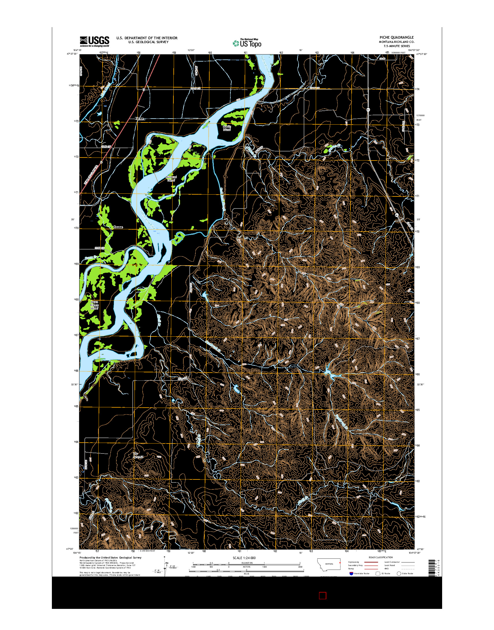 USGS US TOPO 7.5-MINUTE MAP FOR PICHE, MT 2017
