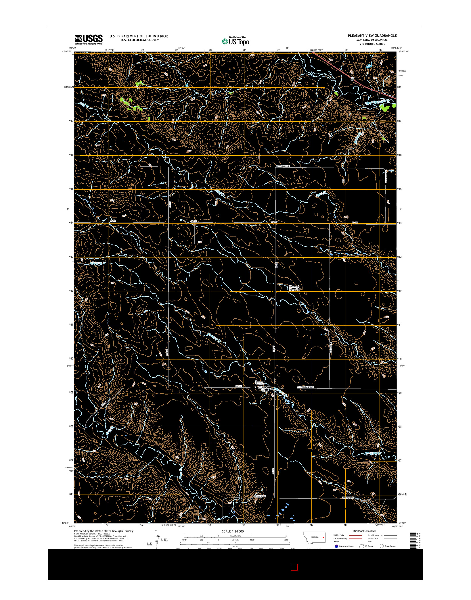 USGS US TOPO 7.5-MINUTE MAP FOR PLEASANT VIEW, MT 2017