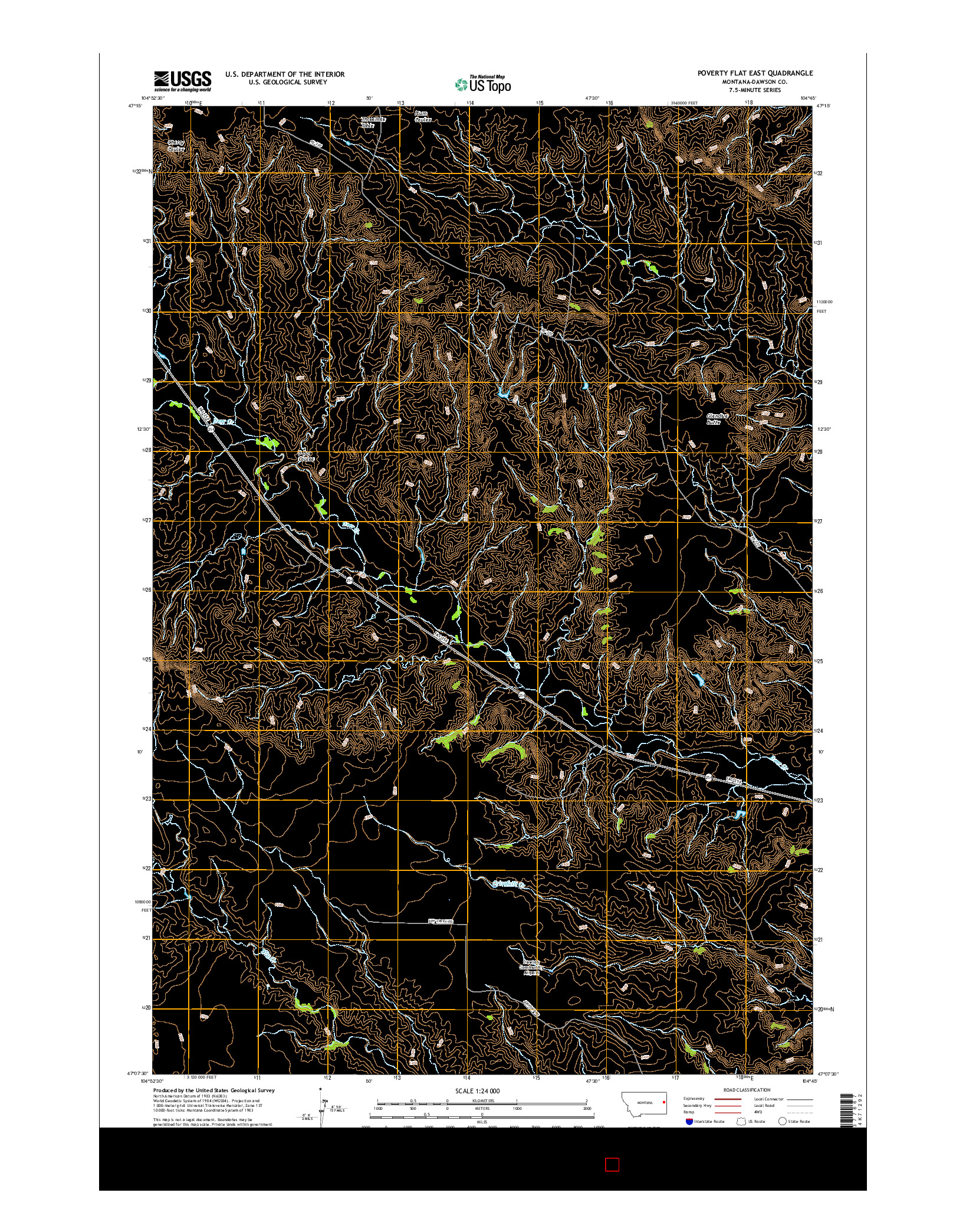 USGS US TOPO 7.5-MINUTE MAP FOR POVERTY FLAT EAST, MT 2017