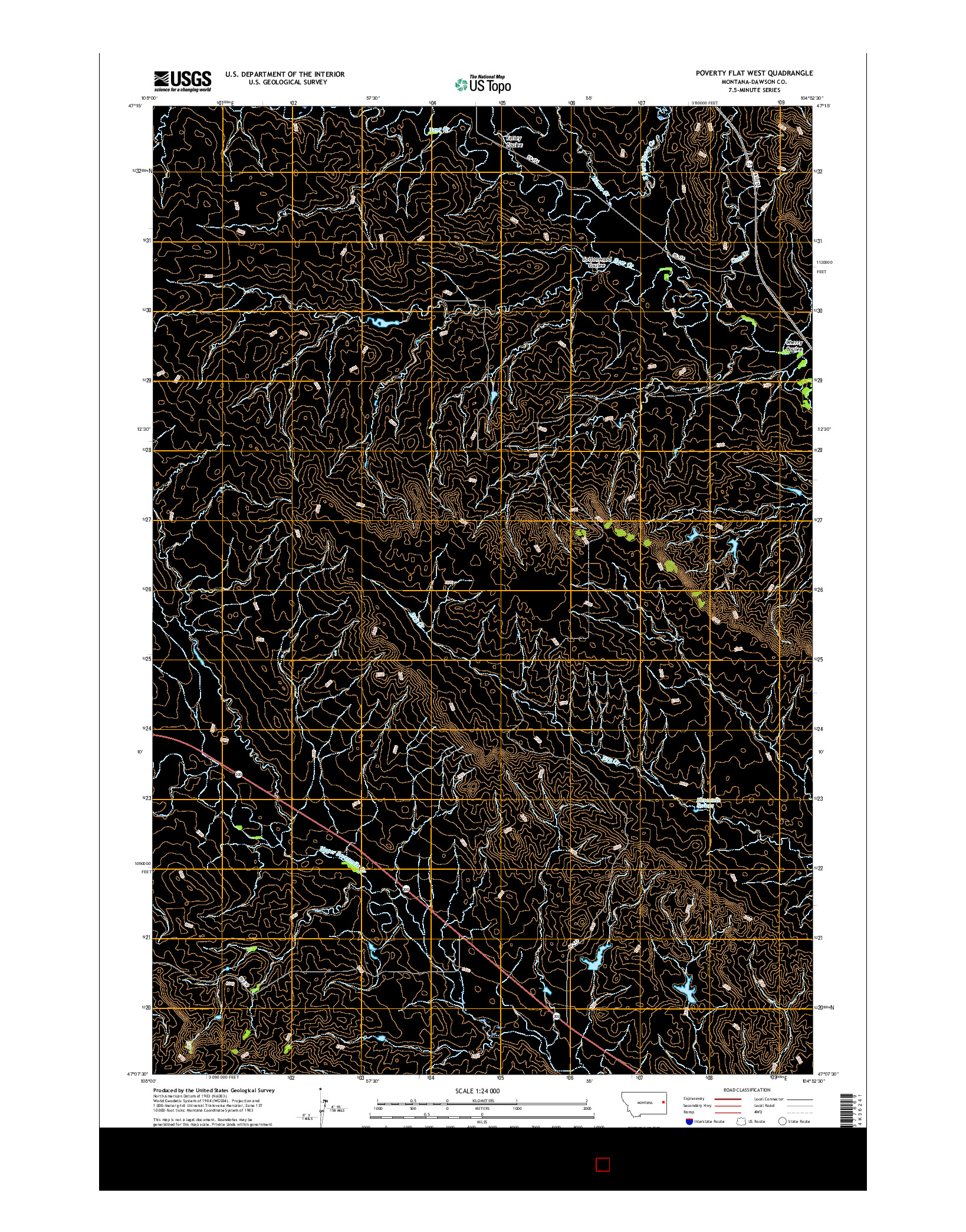 USGS US TOPO 7.5-MINUTE MAP FOR POVERTY FLAT WEST, MT 2017