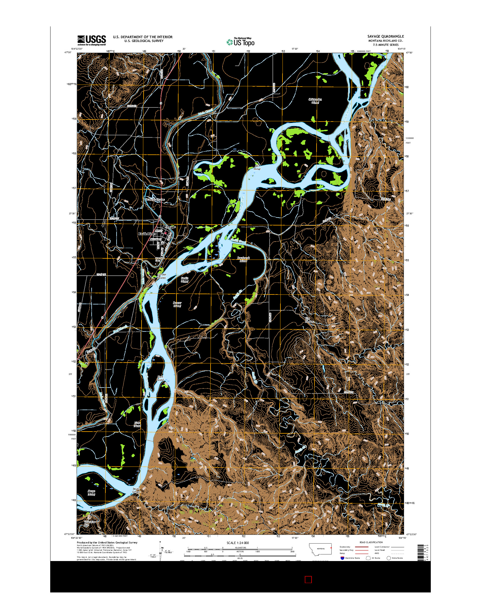 USGS US TOPO 7.5-MINUTE MAP FOR SAVAGE, MT 2017