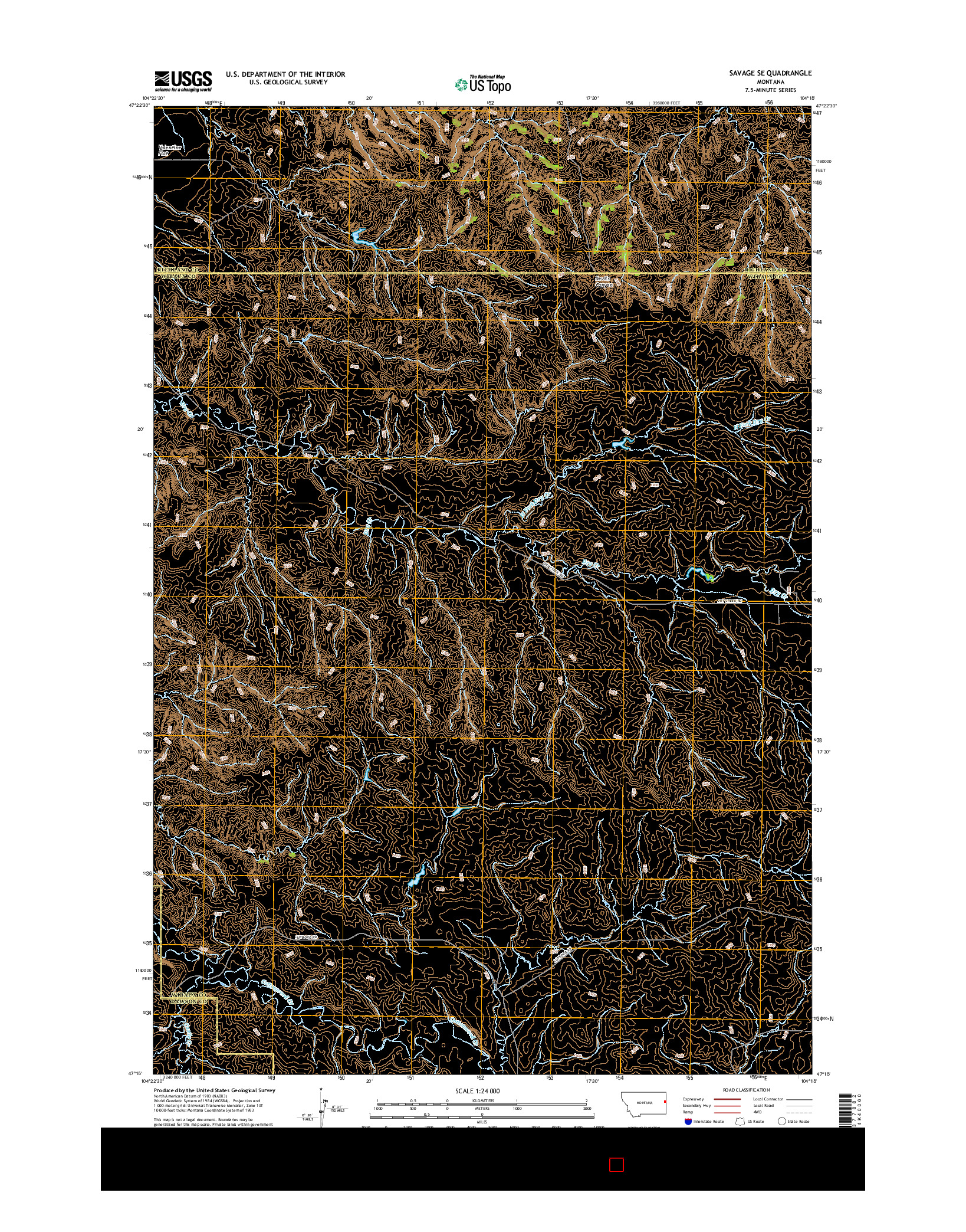 USGS US TOPO 7.5-MINUTE MAP FOR SAVAGE SE, MT 2017