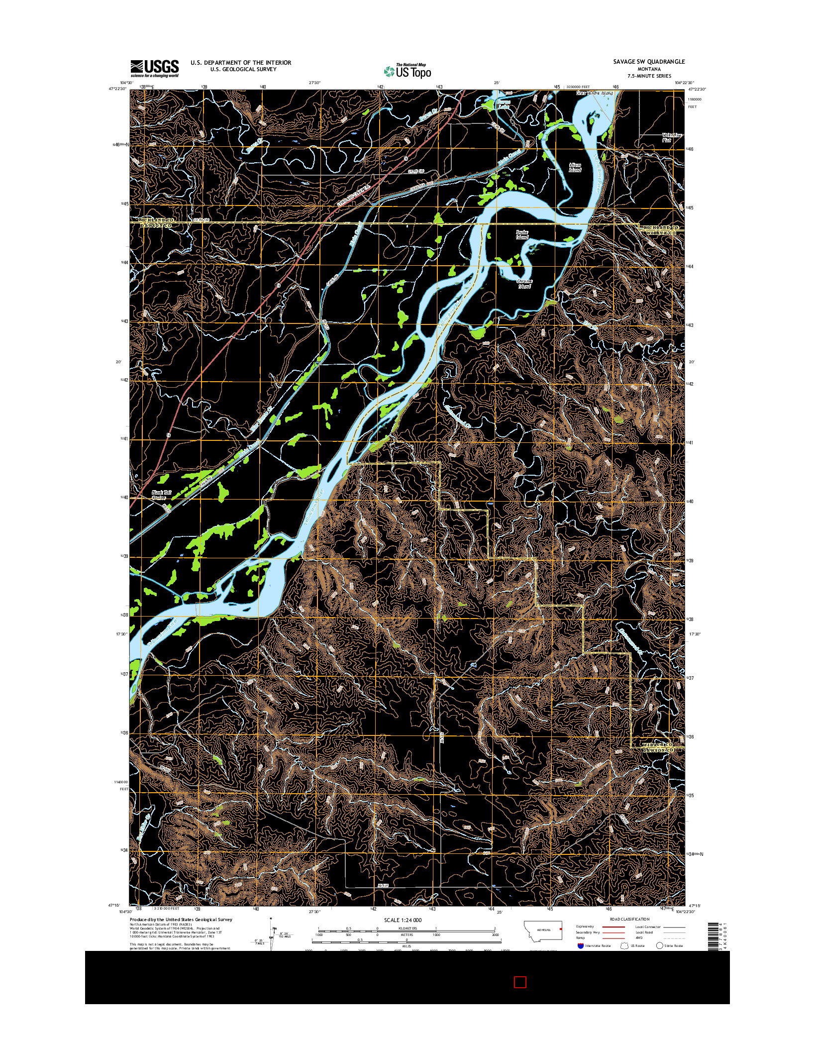 USGS US TOPO 7.5-MINUTE MAP FOR SAVAGE SW, MT 2017
