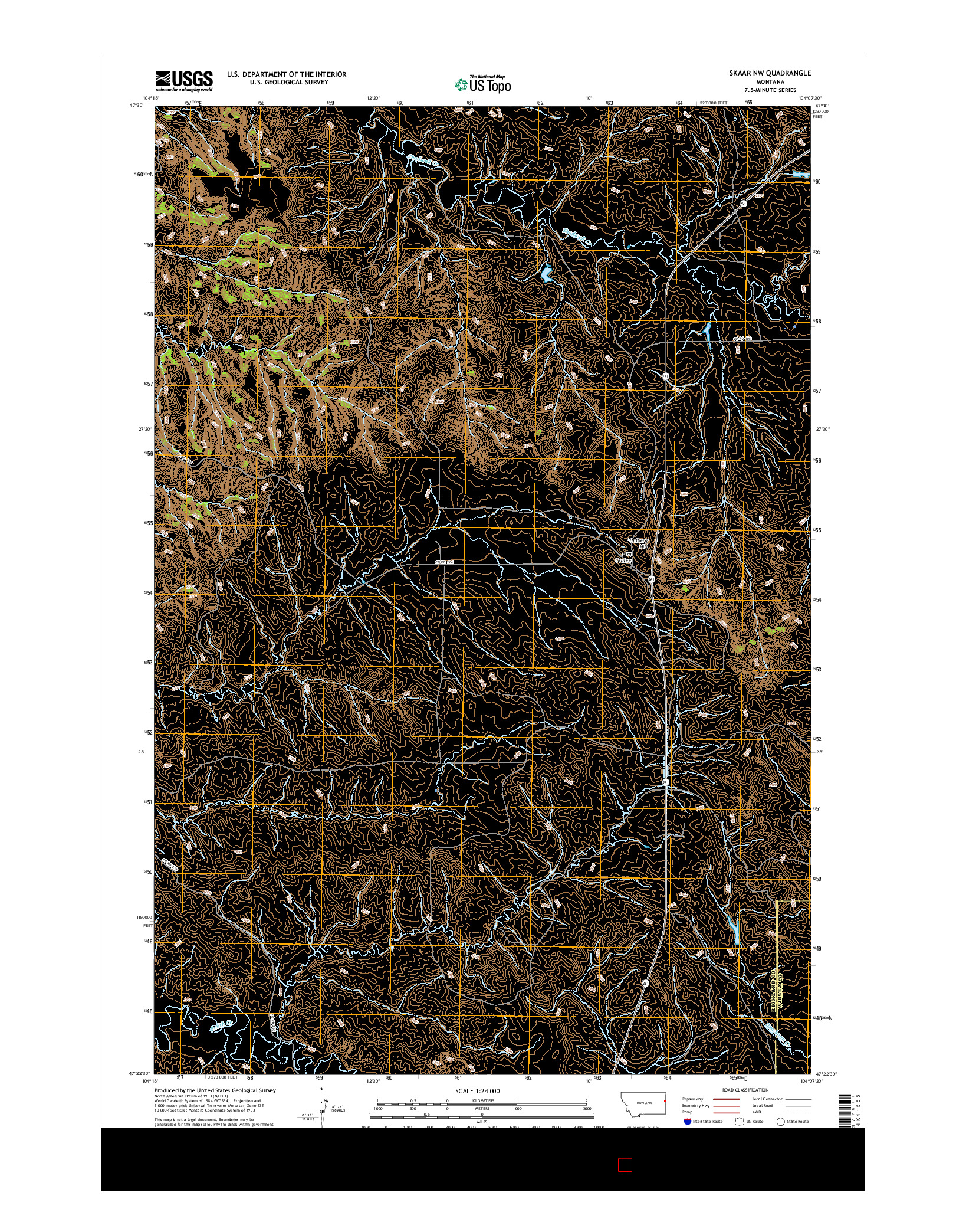 USGS US TOPO 7.5-MINUTE MAP FOR SKAAR NW, MT 2017