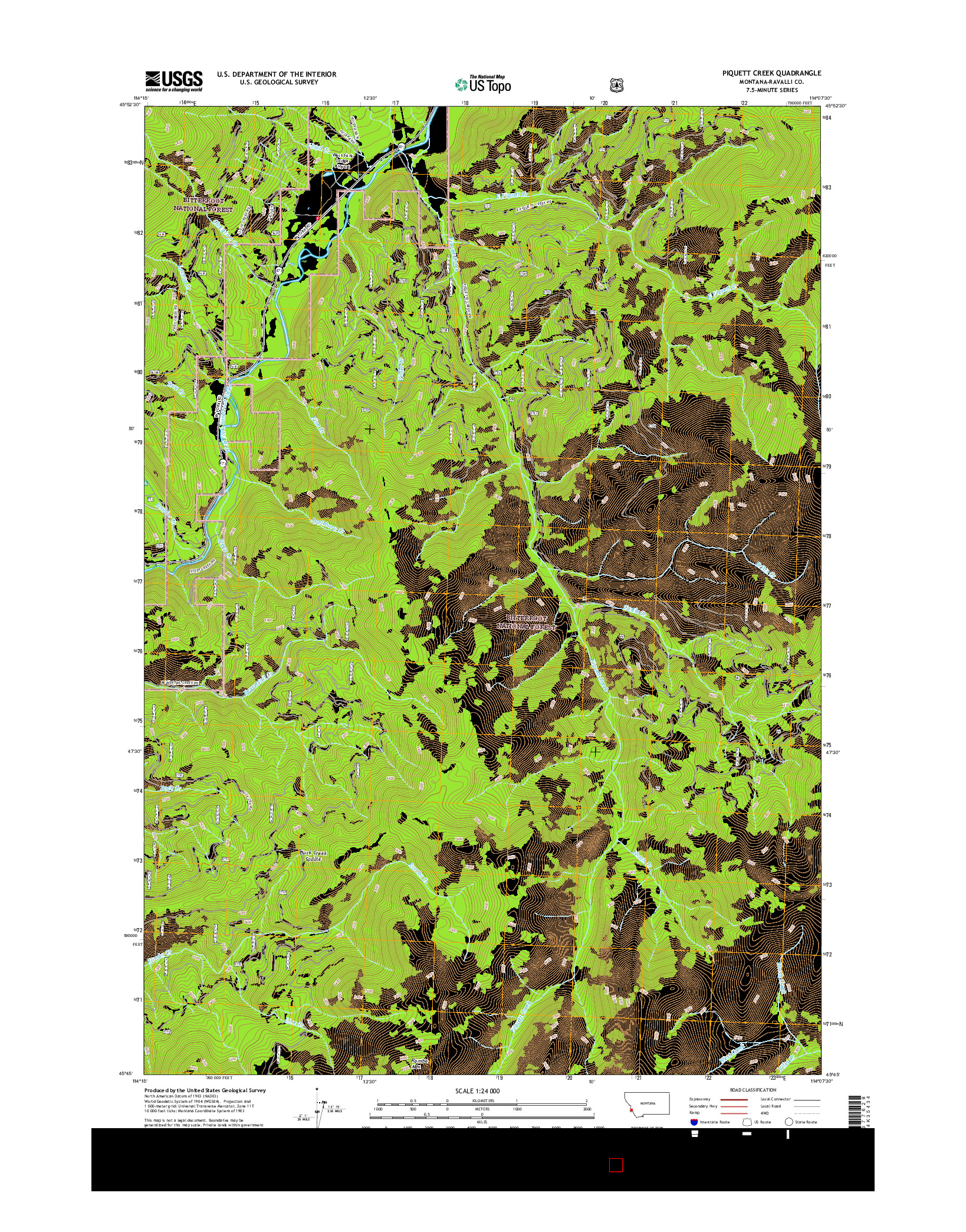 USGS US TOPO 7.5-MINUTE MAP FOR PIQUETT CREEK, MT 2017