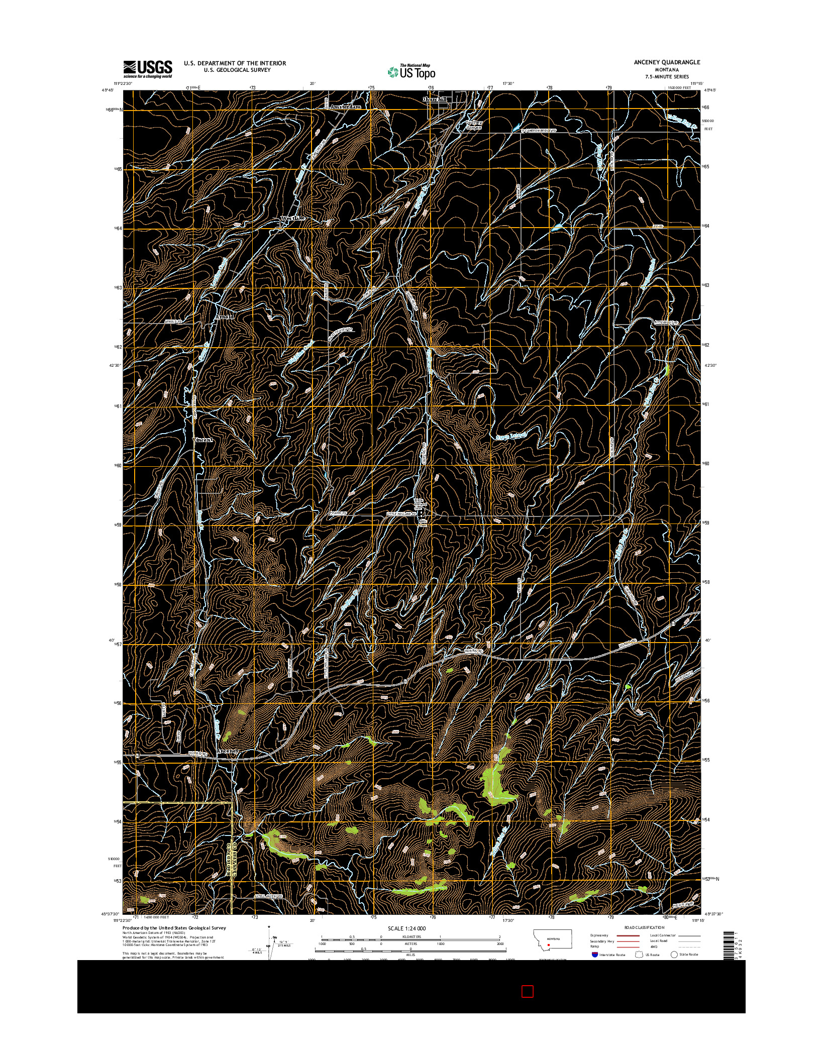 USGS US TOPO 7.5-MINUTE MAP FOR ANCENEY, MT 2017