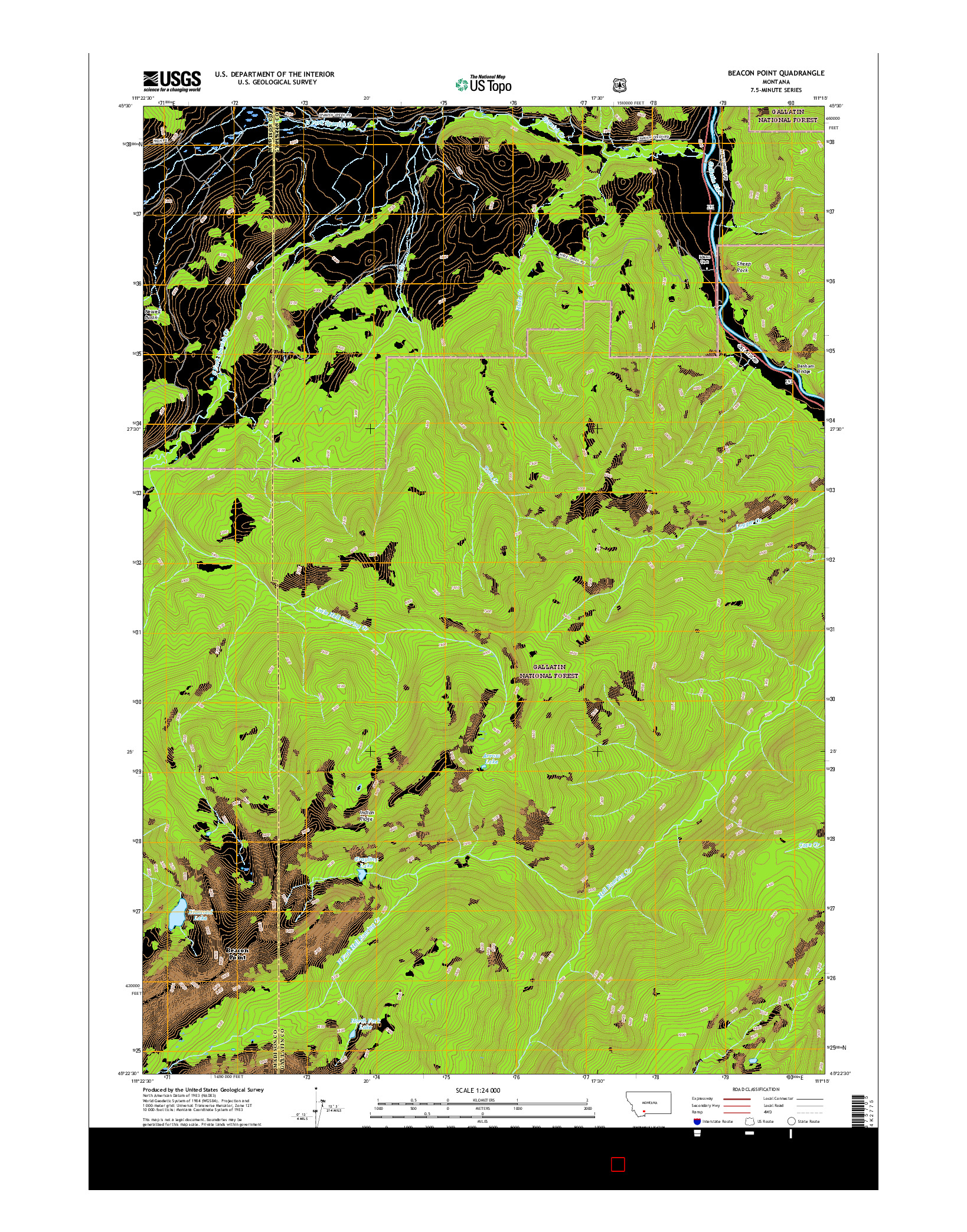 USGS US TOPO 7.5-MINUTE MAP FOR BEACON POINT, MT 2017
