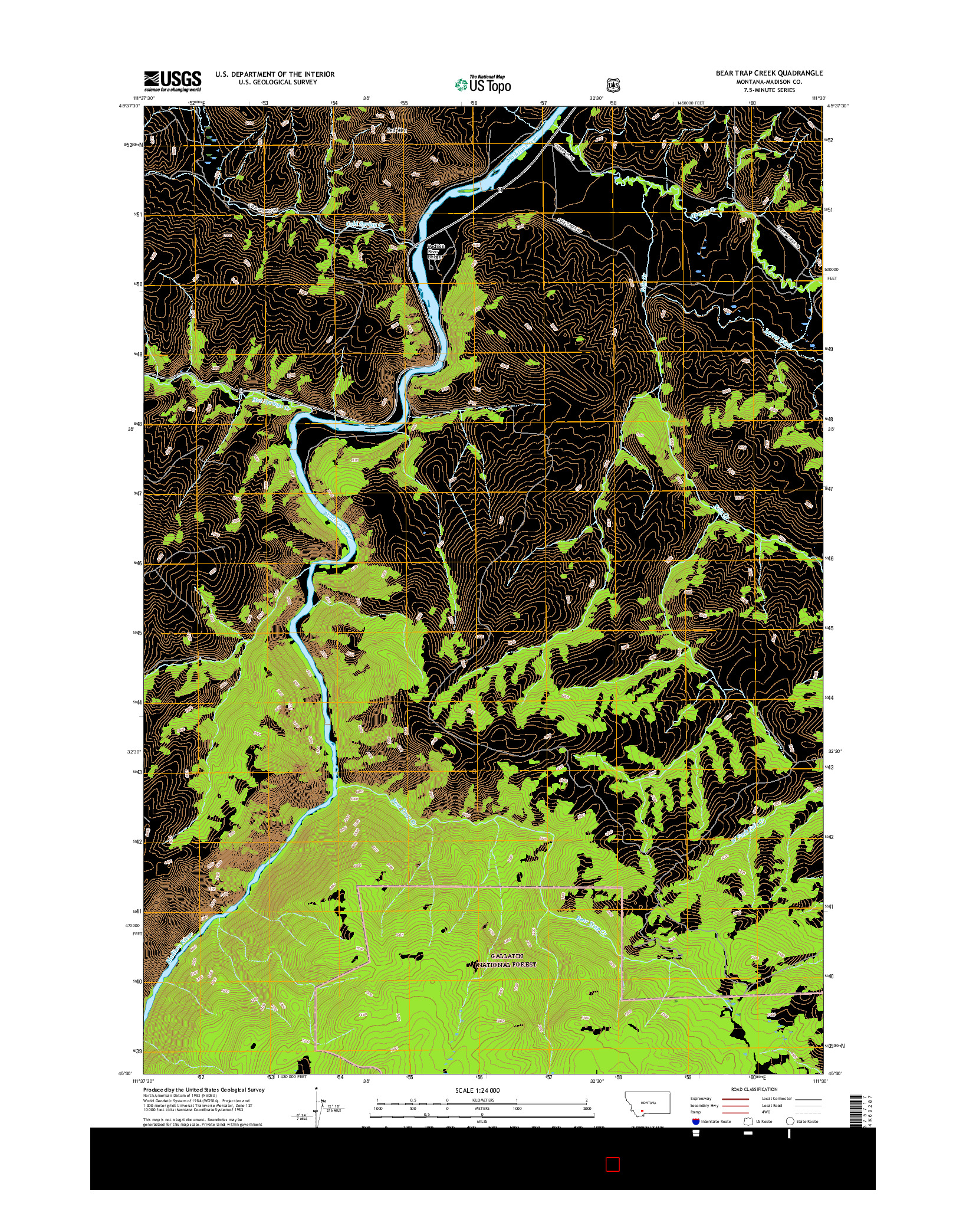 USGS US TOPO 7.5-MINUTE MAP FOR BEAR TRAP CREEK, MT 2017