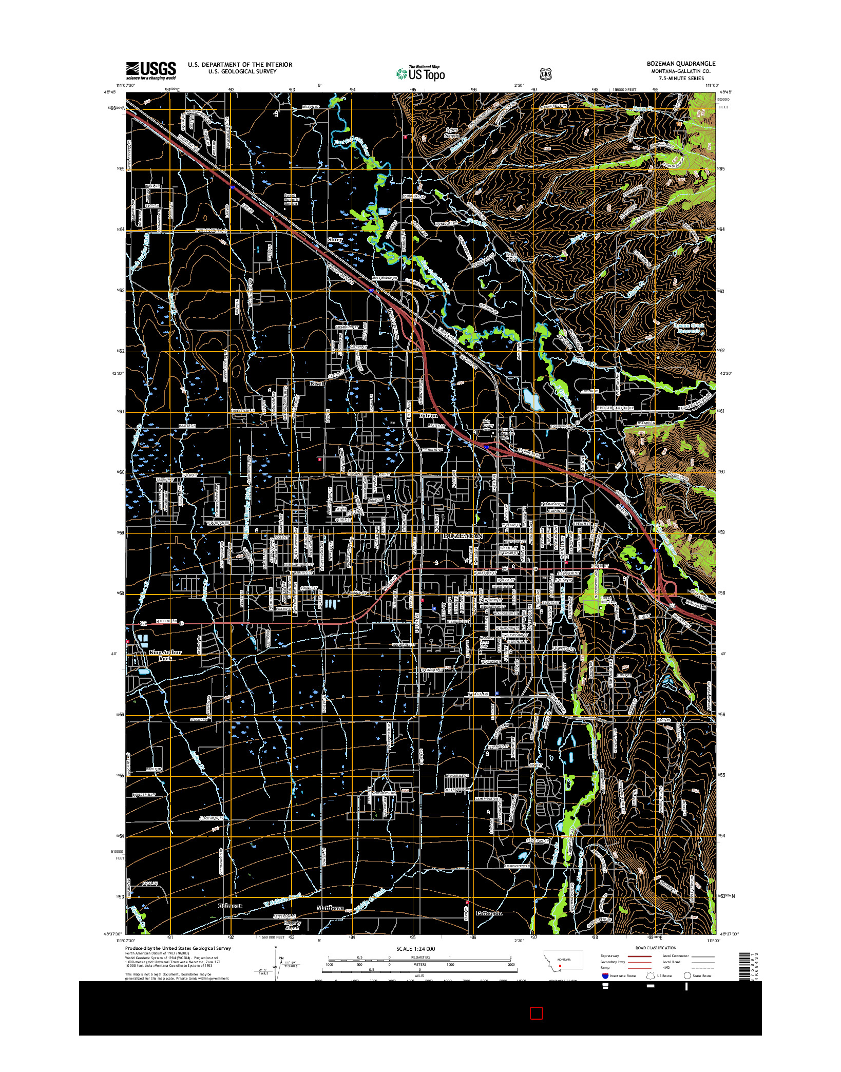 USGS US TOPO 7.5-MINUTE MAP FOR BOZEMAN, MT 2017