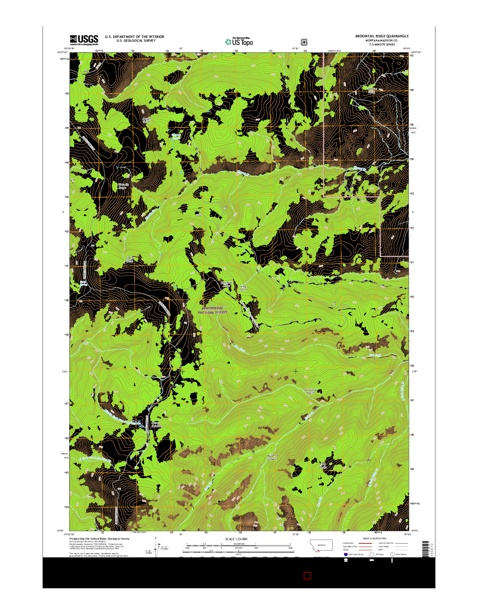 USGS US TOPO 7.5-MINUTE MAP FOR BROOMTAIL RIDGE, MT 2017