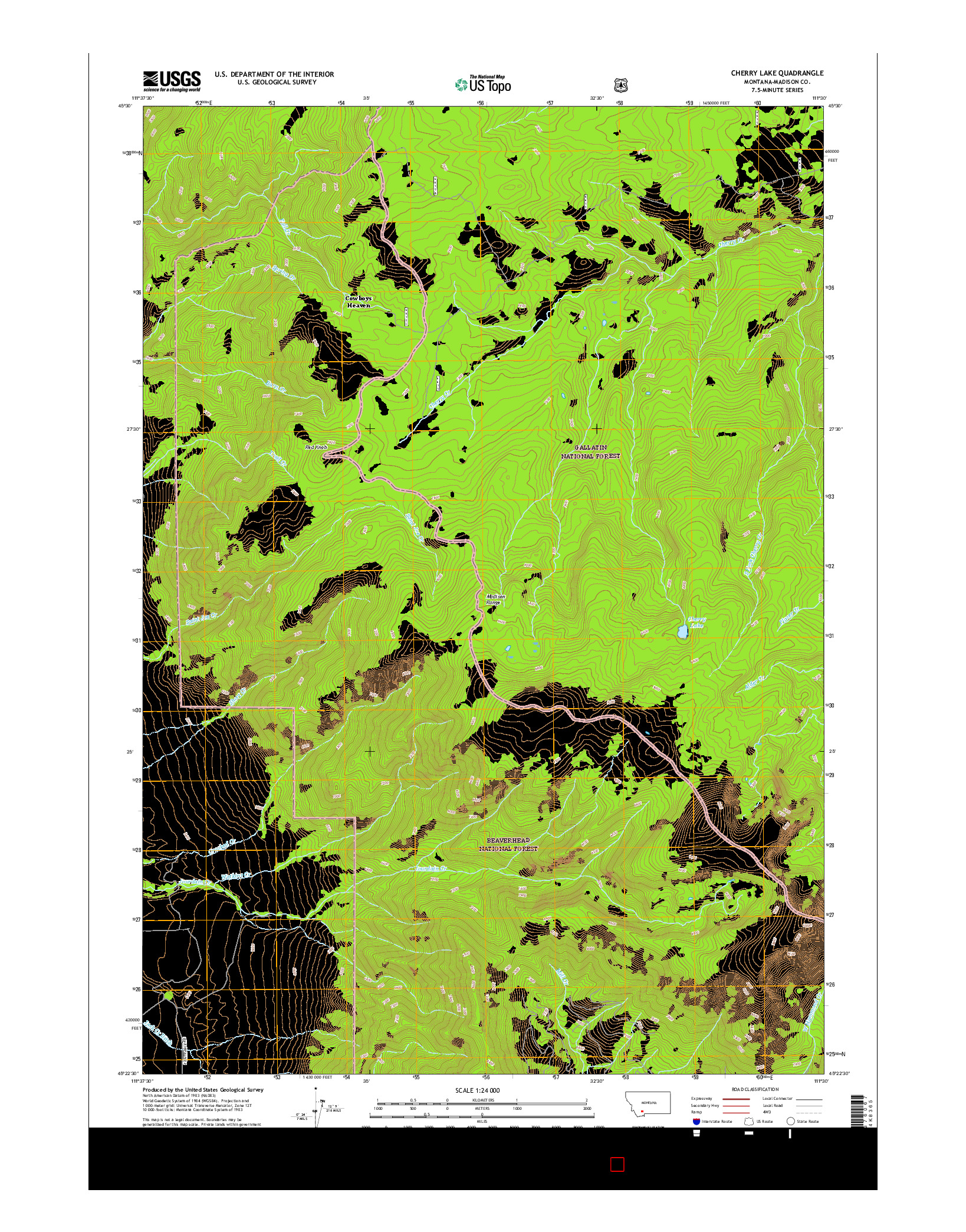 USGS US TOPO 7.5-MINUTE MAP FOR CHERRY LAKE, MT 2017