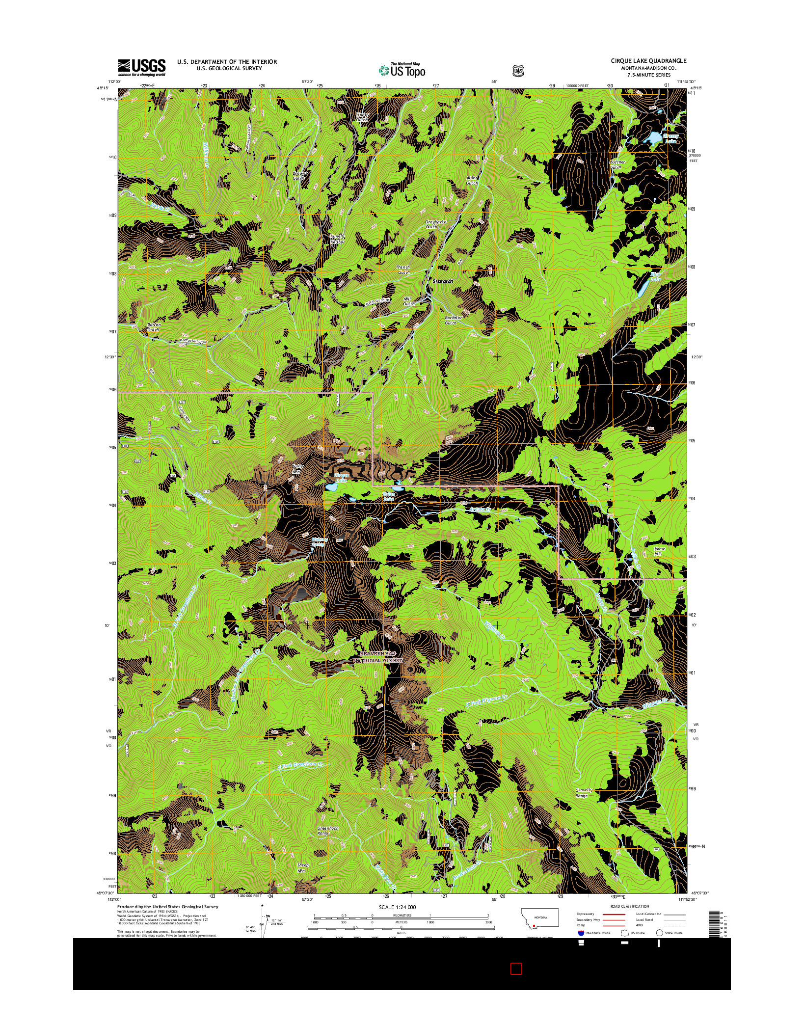 USGS US TOPO 7.5-MINUTE MAP FOR CIRQUE LAKE, MT 2017