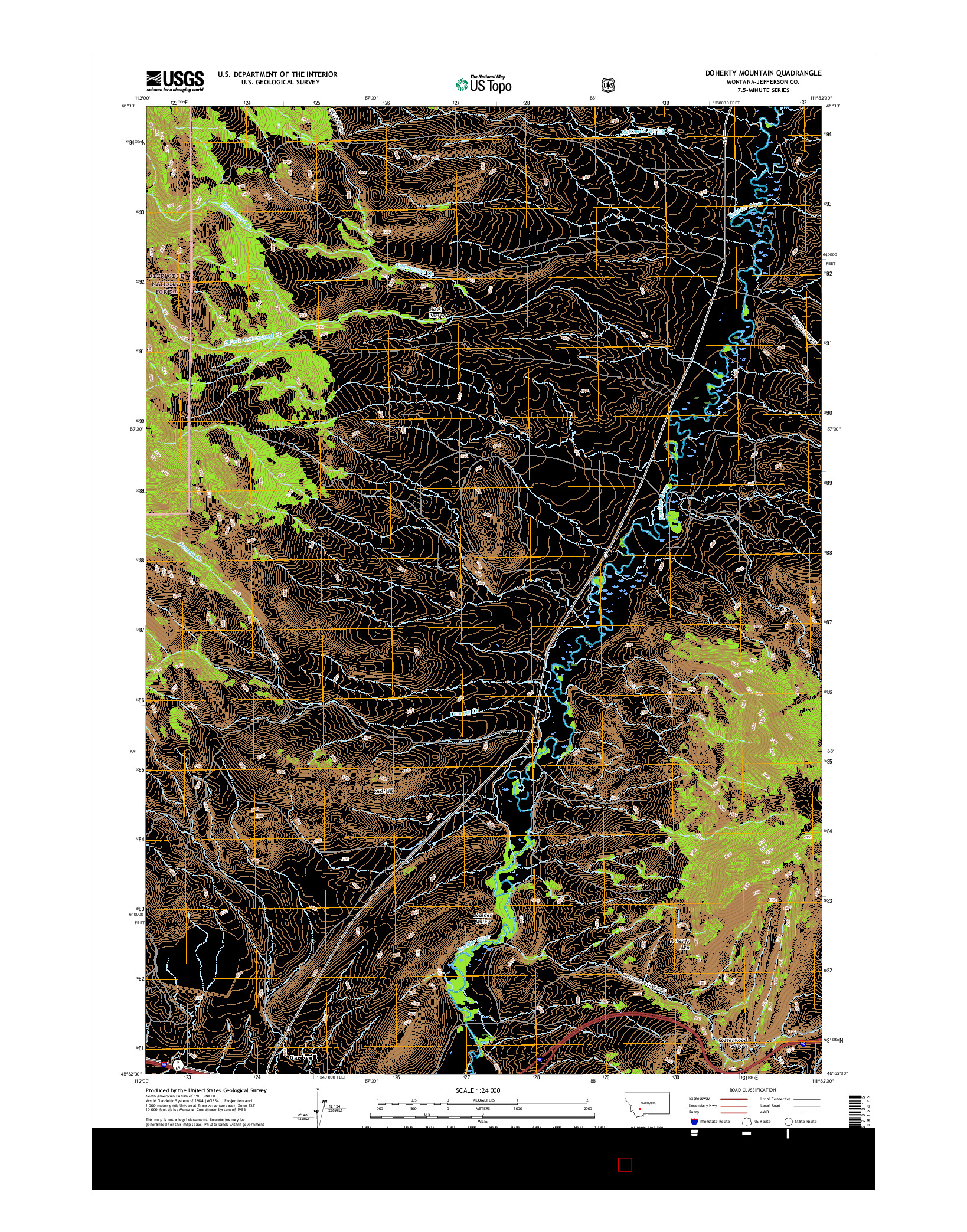 USGS US TOPO 7.5-MINUTE MAP FOR DOHERTY MOUNTAIN, MT 2017