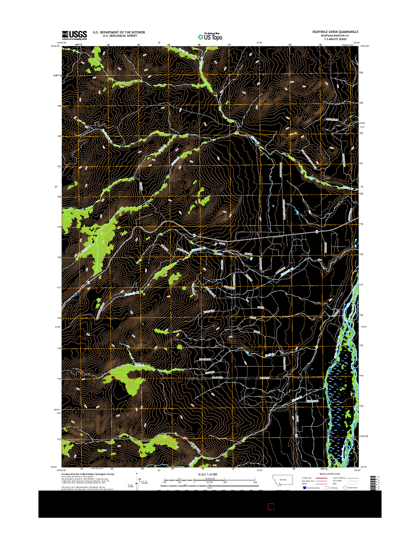 USGS US TOPO 7.5-MINUTE MAP FOR EIGHTMILE CREEK, MT 2017