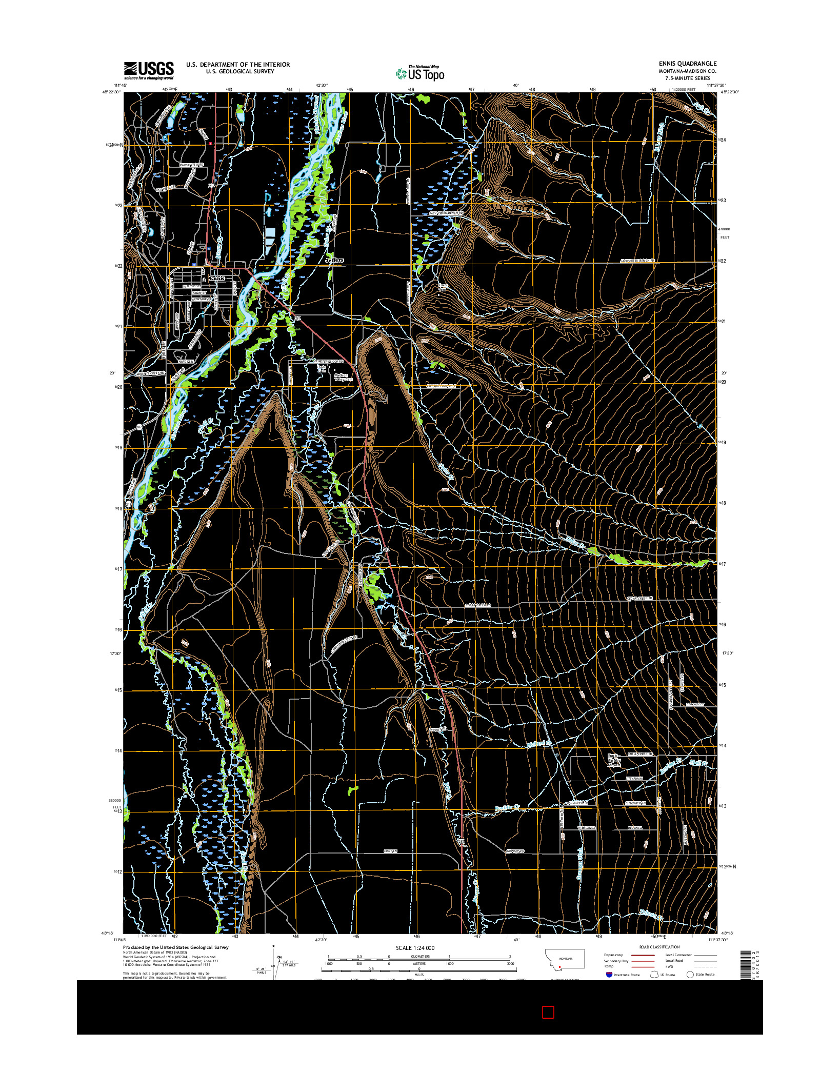 USGS US TOPO 7.5-MINUTE MAP FOR ENNIS, MT 2017