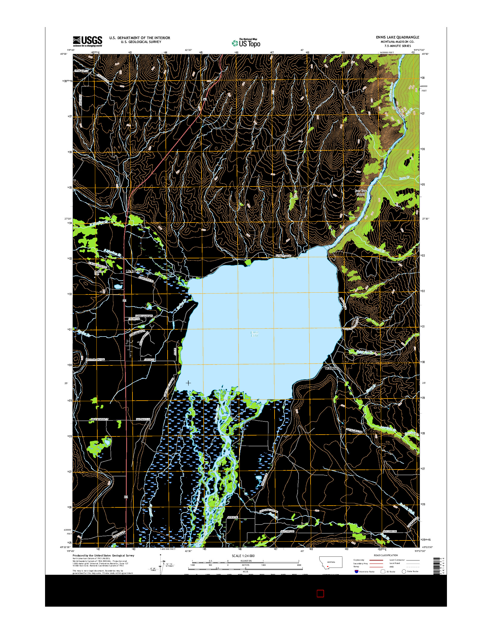 USGS US TOPO 7.5-MINUTE MAP FOR ENNIS LAKE, MT 2017