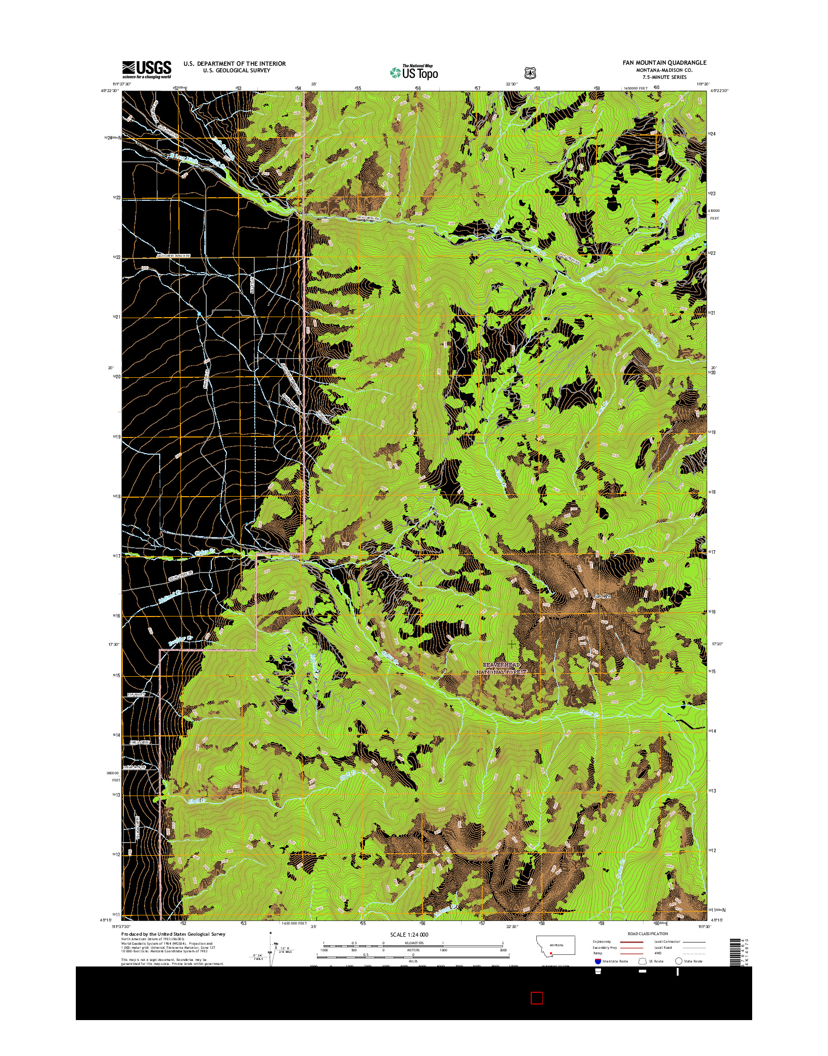 USGS US TOPO 7.5-MINUTE MAP FOR FAN MOUNTAIN, MT 2017