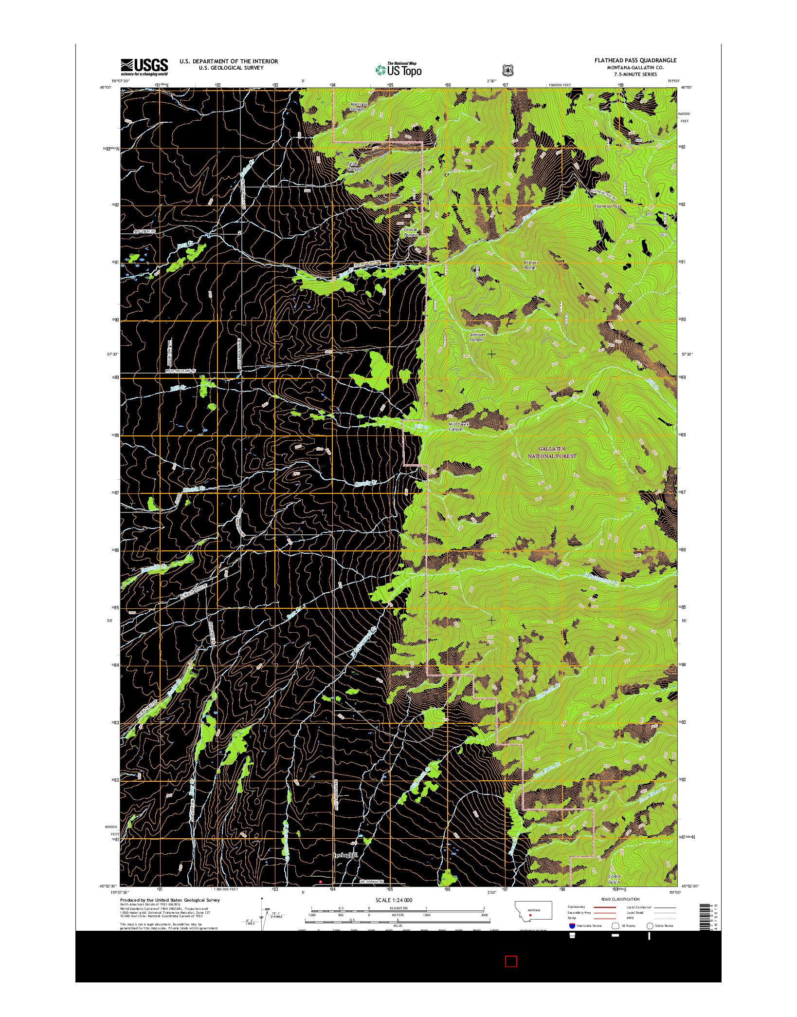 USGS US TOPO 7.5-MINUTE MAP FOR FLATHEAD PASS, MT 2017