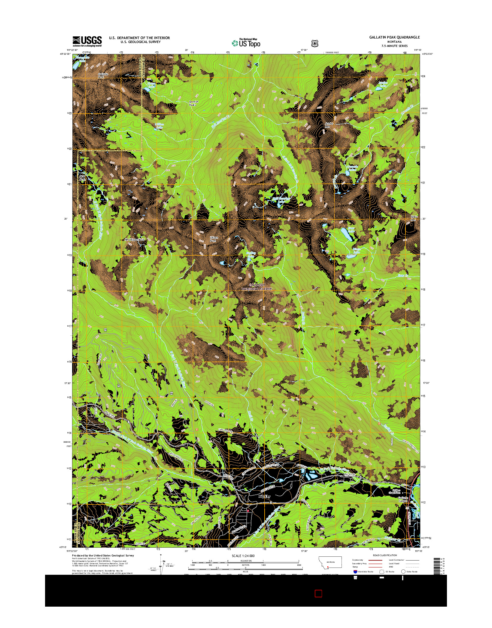 USGS US TOPO 7.5-MINUTE MAP FOR GALLATIN PEAK, MT 2017