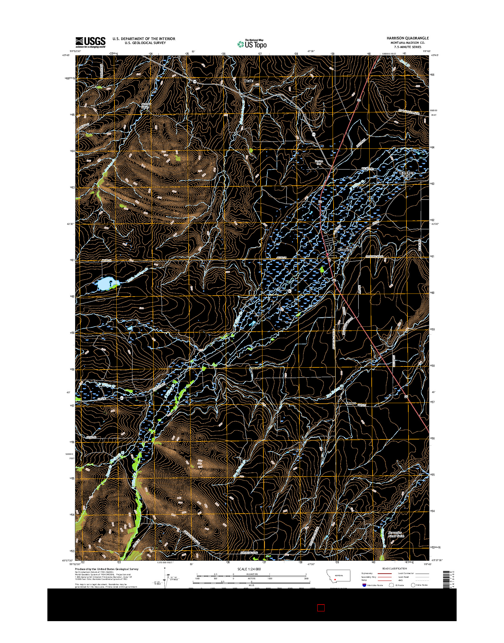 USGS US TOPO 7.5-MINUTE MAP FOR HARRISON, MT 2017