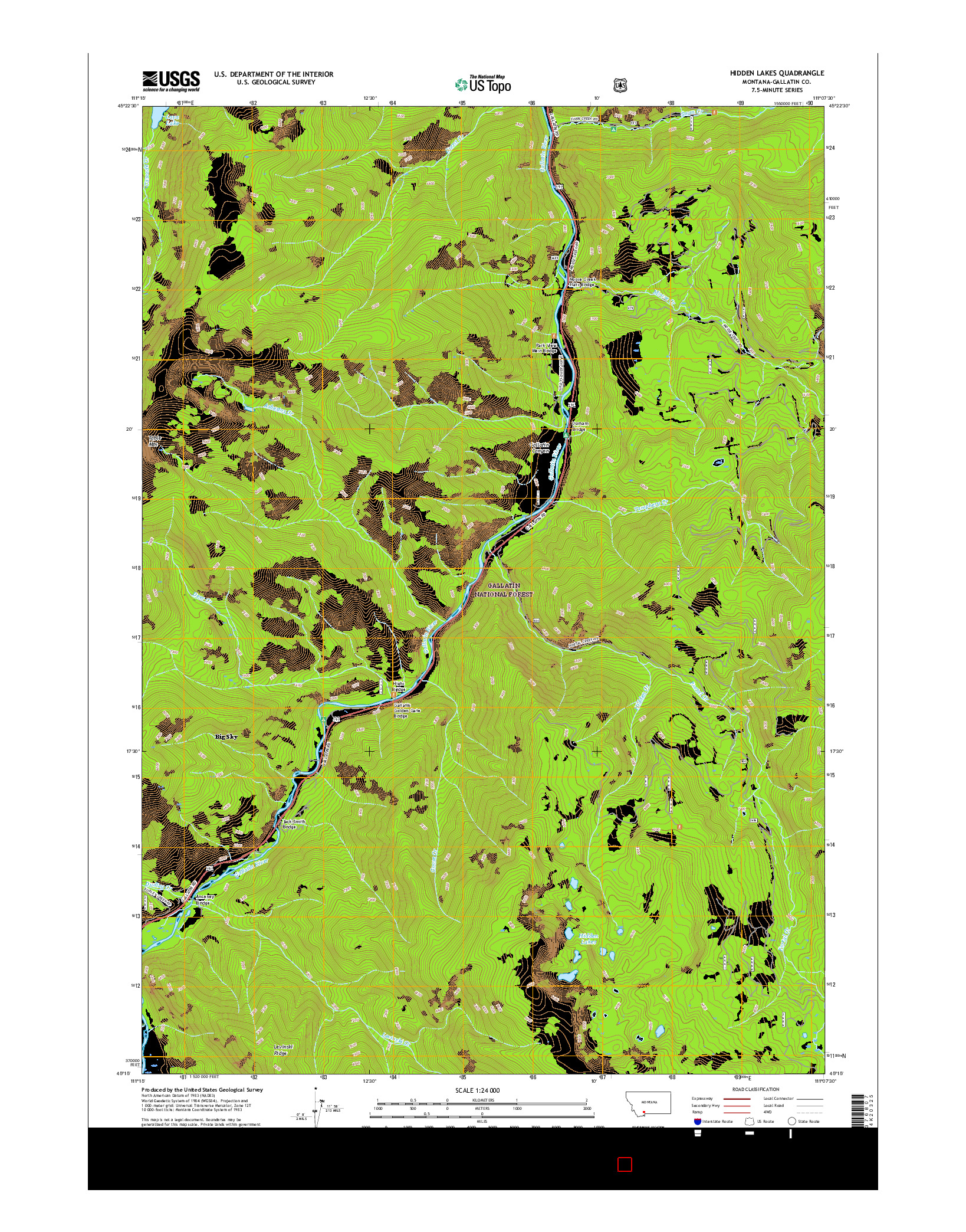 USGS US TOPO 7.5-MINUTE MAP FOR HIDDEN LAKES, MT 2017