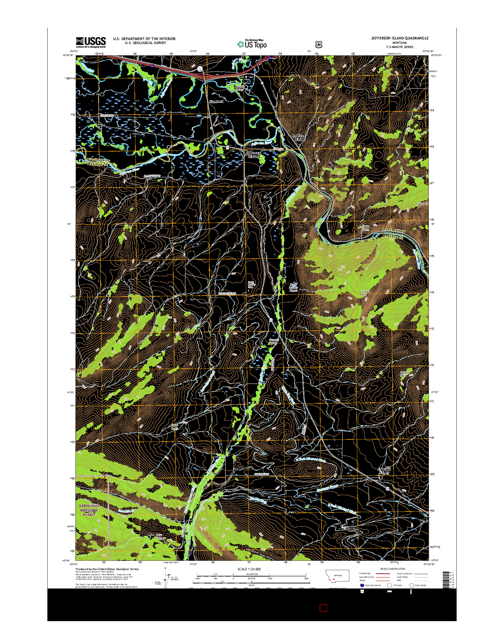 USGS US TOPO 7.5-MINUTE MAP FOR JEFFERSON ISLAND, MT 2017