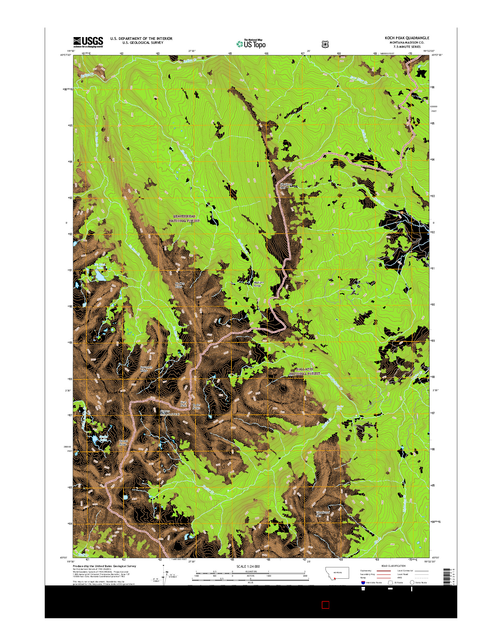 USGS US TOPO 7.5-MINUTE MAP FOR KOCH PEAK, MT 2017