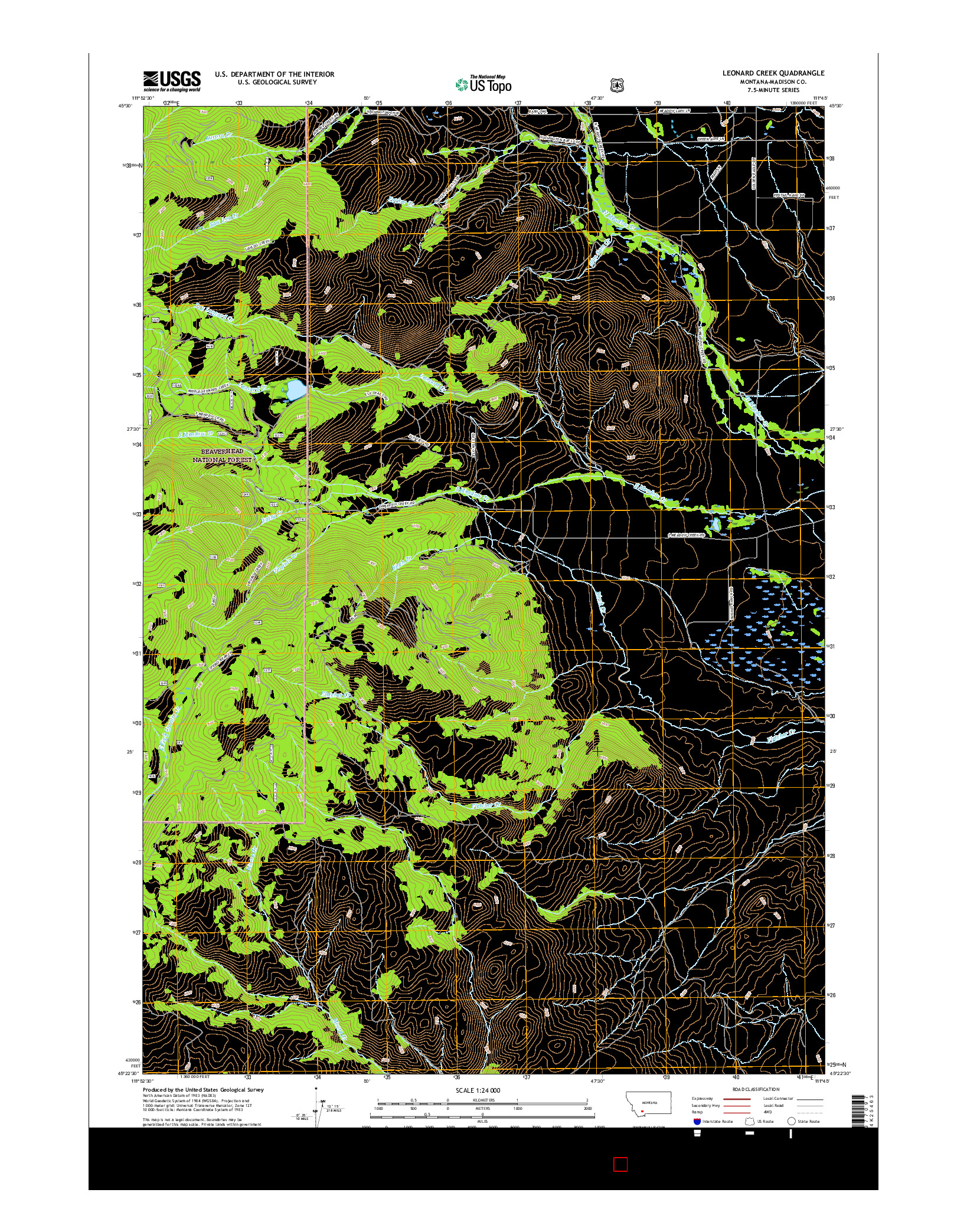 USGS US TOPO 7.5-MINUTE MAP FOR LEONARD CREEK, MT 2017