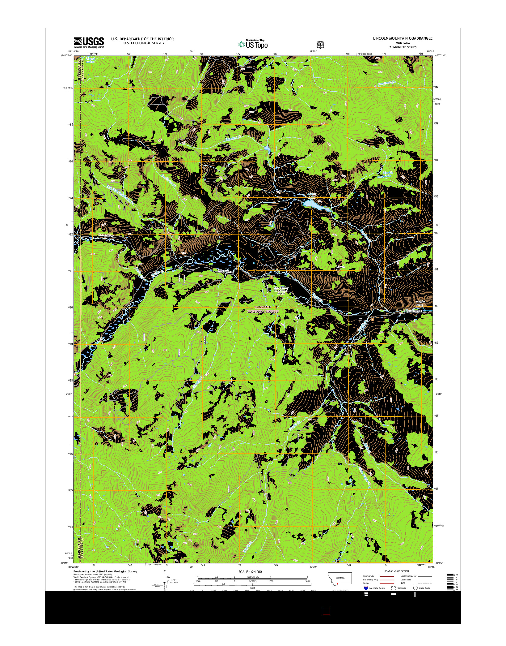 USGS US TOPO 7.5-MINUTE MAP FOR LINCOLN MOUNTAIN, MT 2017