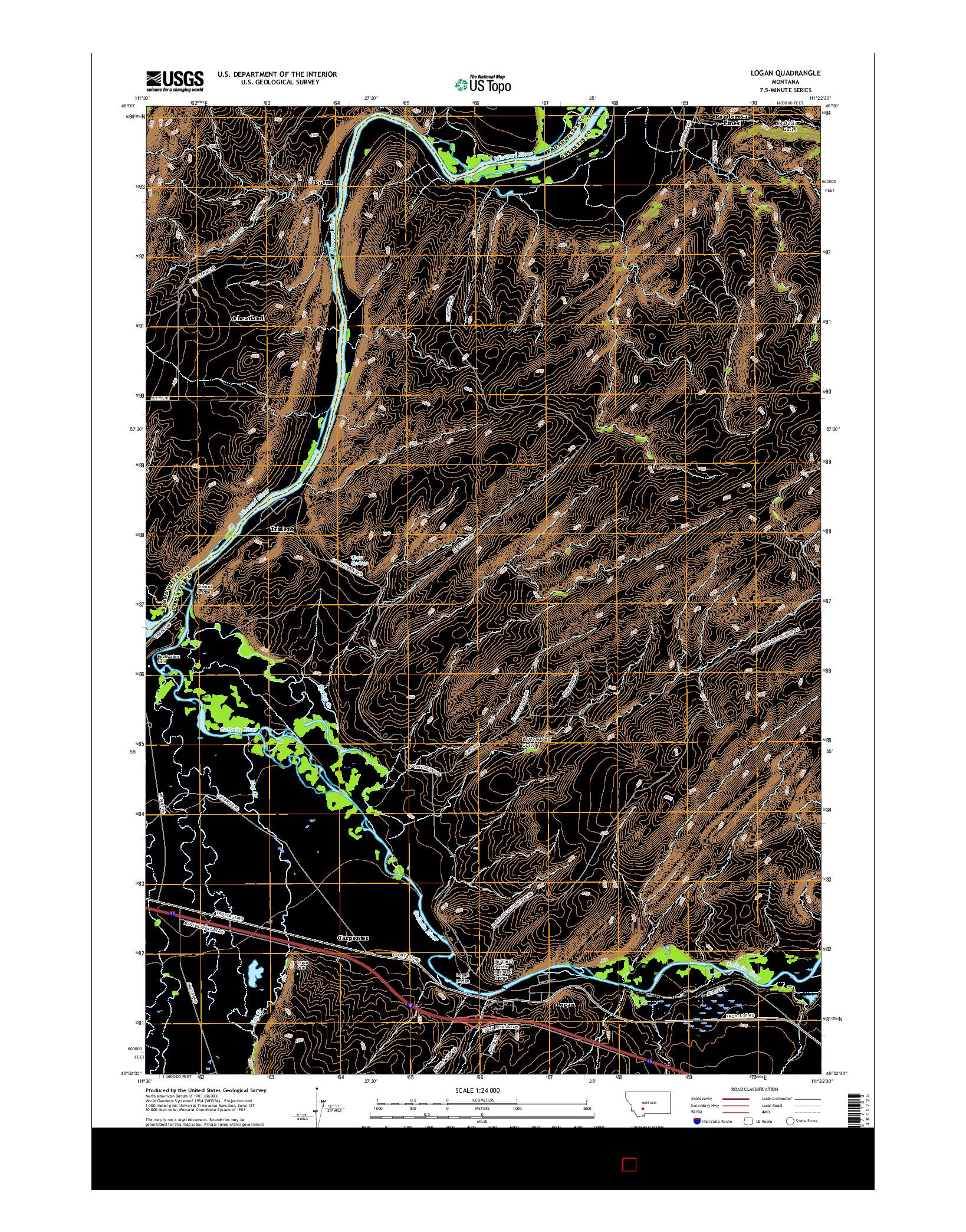 USGS US TOPO 7.5-MINUTE MAP FOR LOGAN, MT 2017