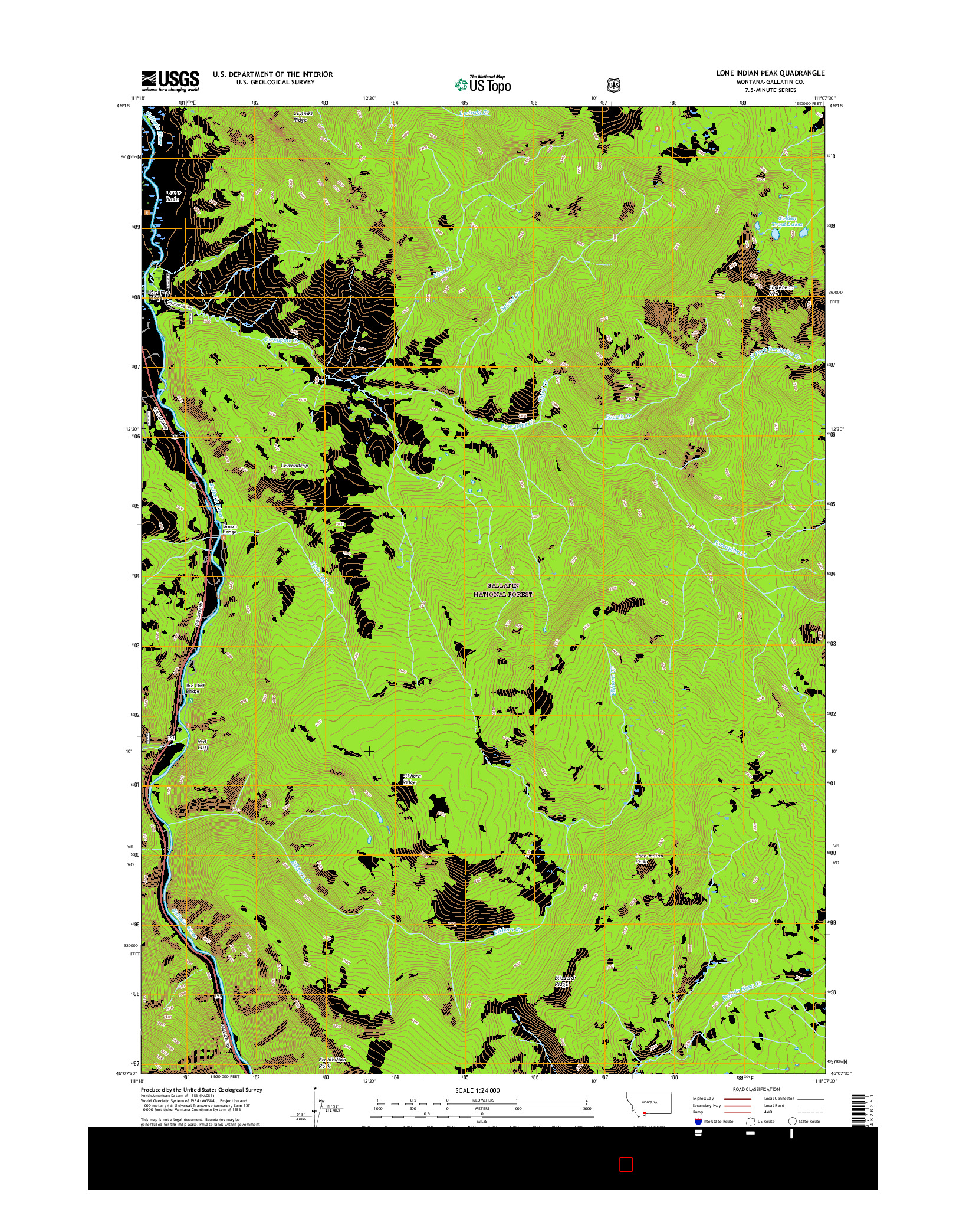 USGS US TOPO 7.5-MINUTE MAP FOR LONE INDIAN PEAK, MT 2017