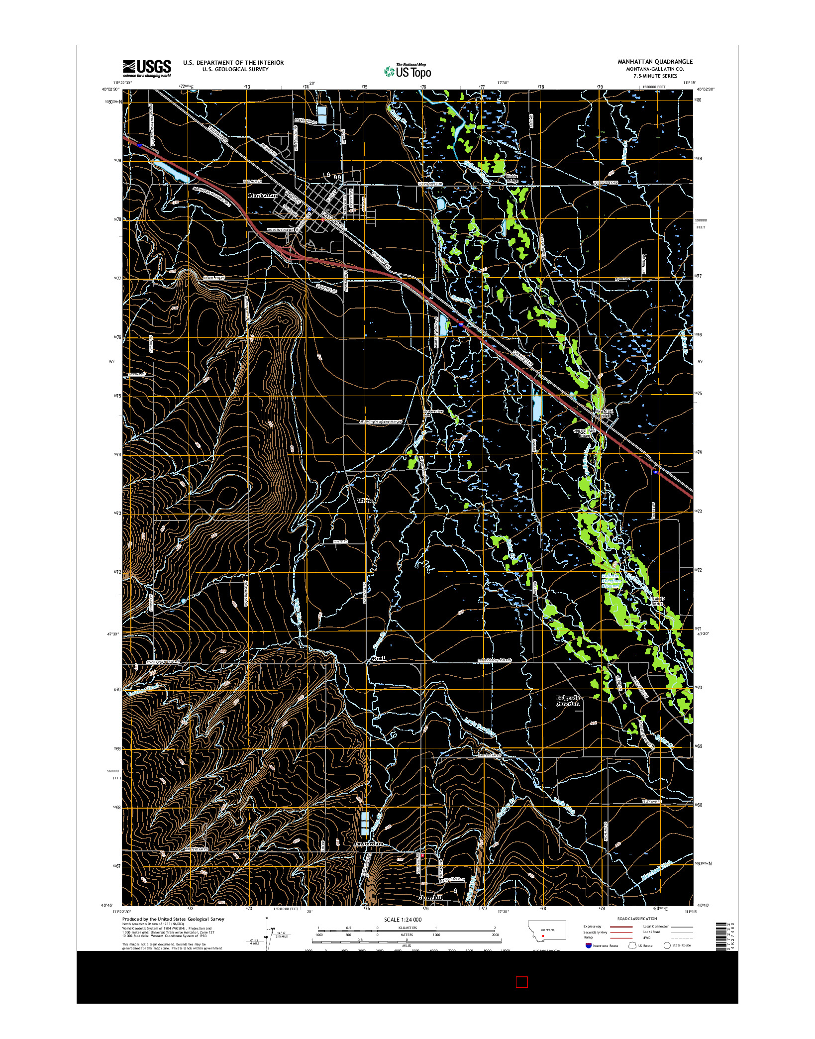 USGS US TOPO 7.5-MINUTE MAP FOR MANHATTAN, MT 2017