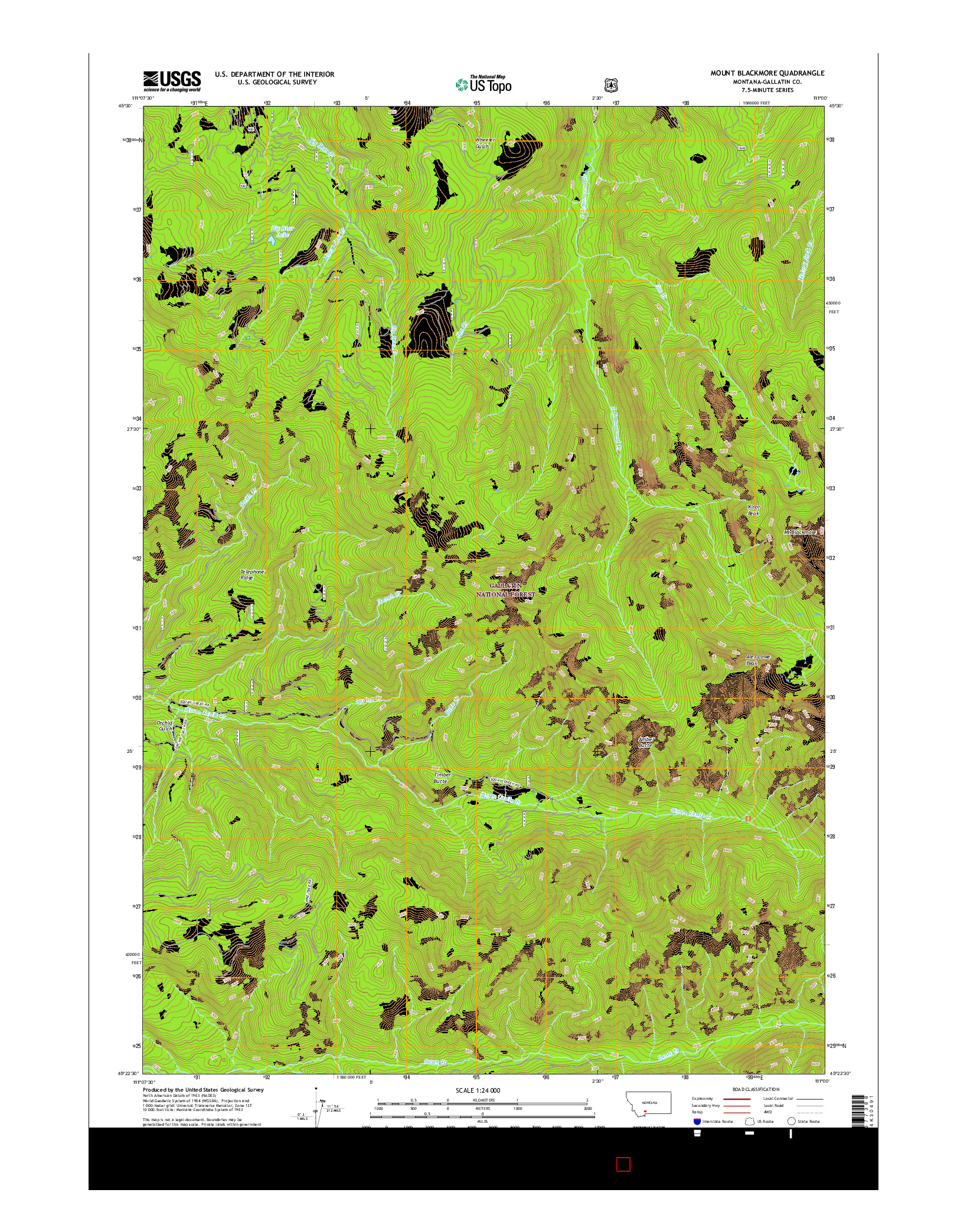 USGS US TOPO 7.5-MINUTE MAP FOR MOUNT BLACKMORE, MT 2017