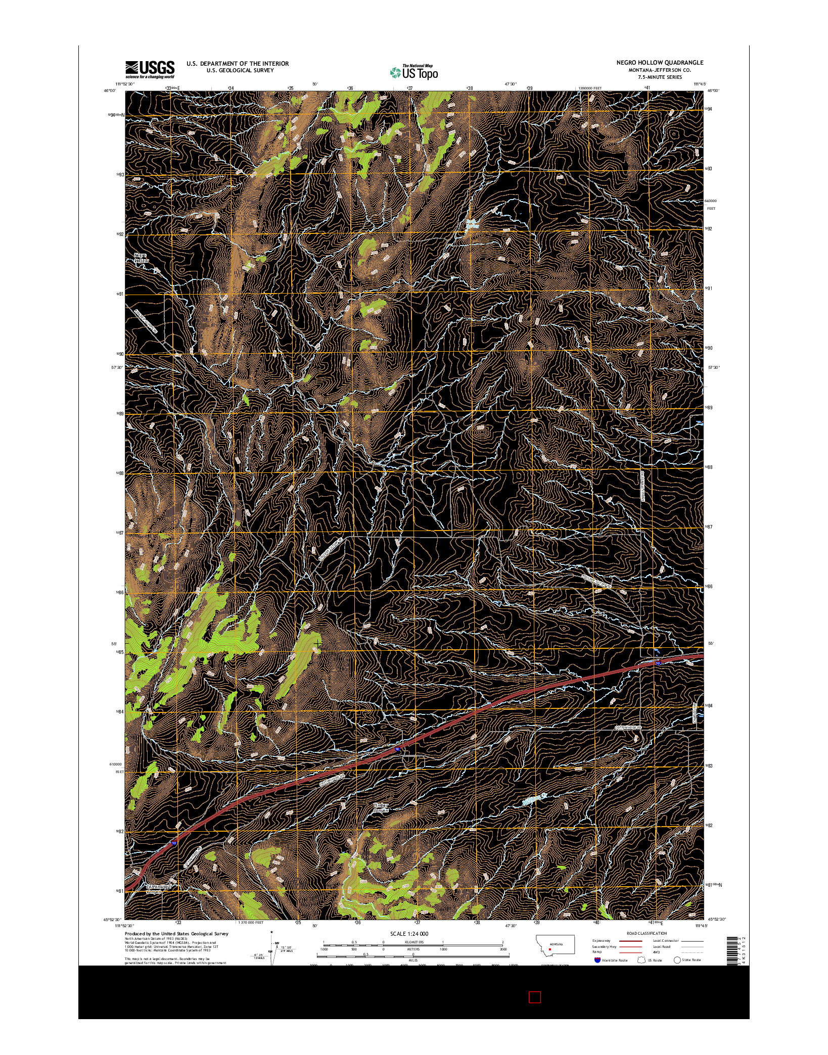 USGS US TOPO 7.5-MINUTE MAP FOR NEGRO HOLLOW, MT 2017