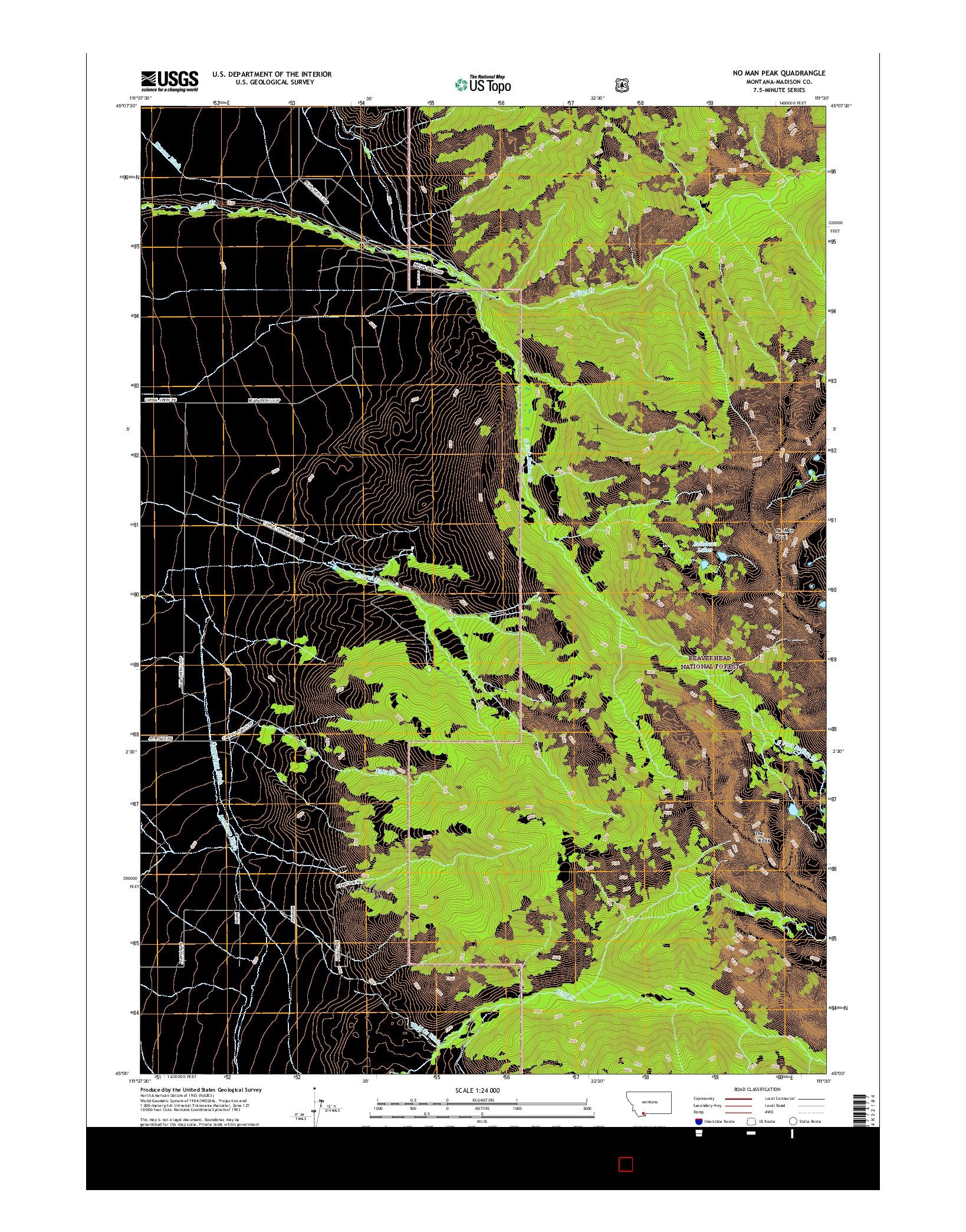 USGS US TOPO 7.5-MINUTE MAP FOR NO MAN PEAK, MT 2017