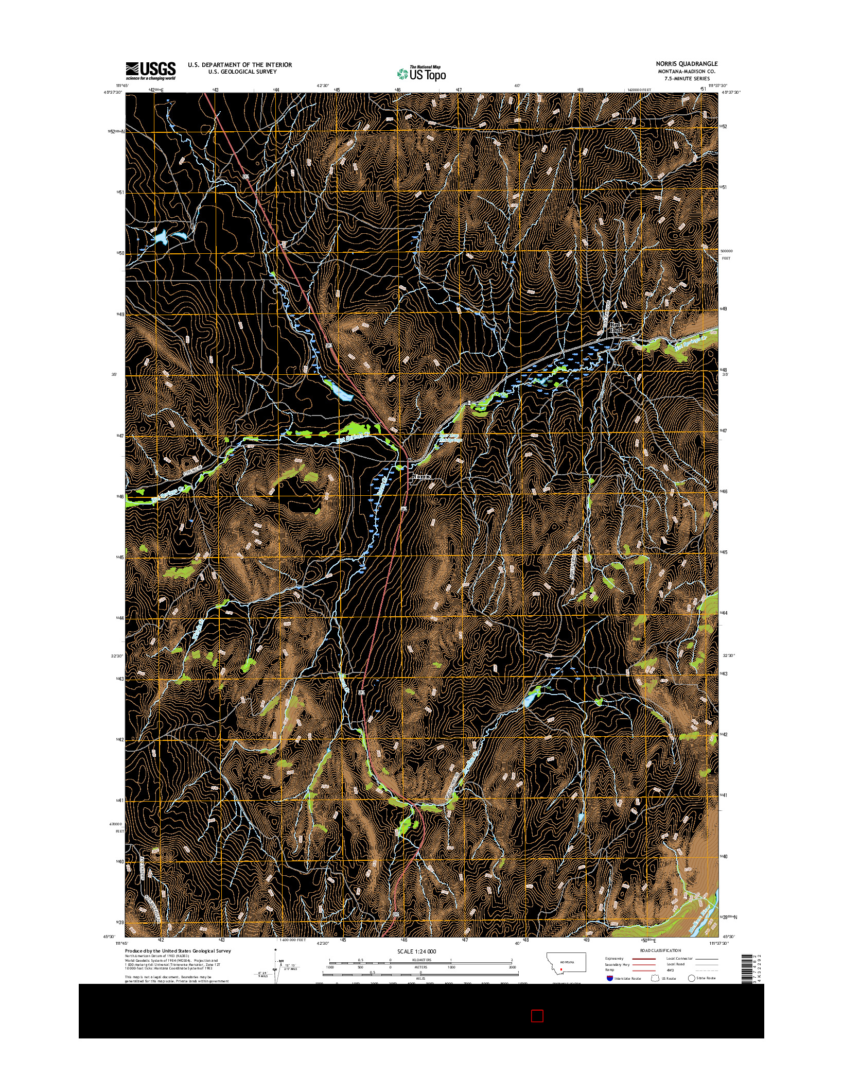 USGS US TOPO 7.5-MINUTE MAP FOR NORRIS, MT 2017