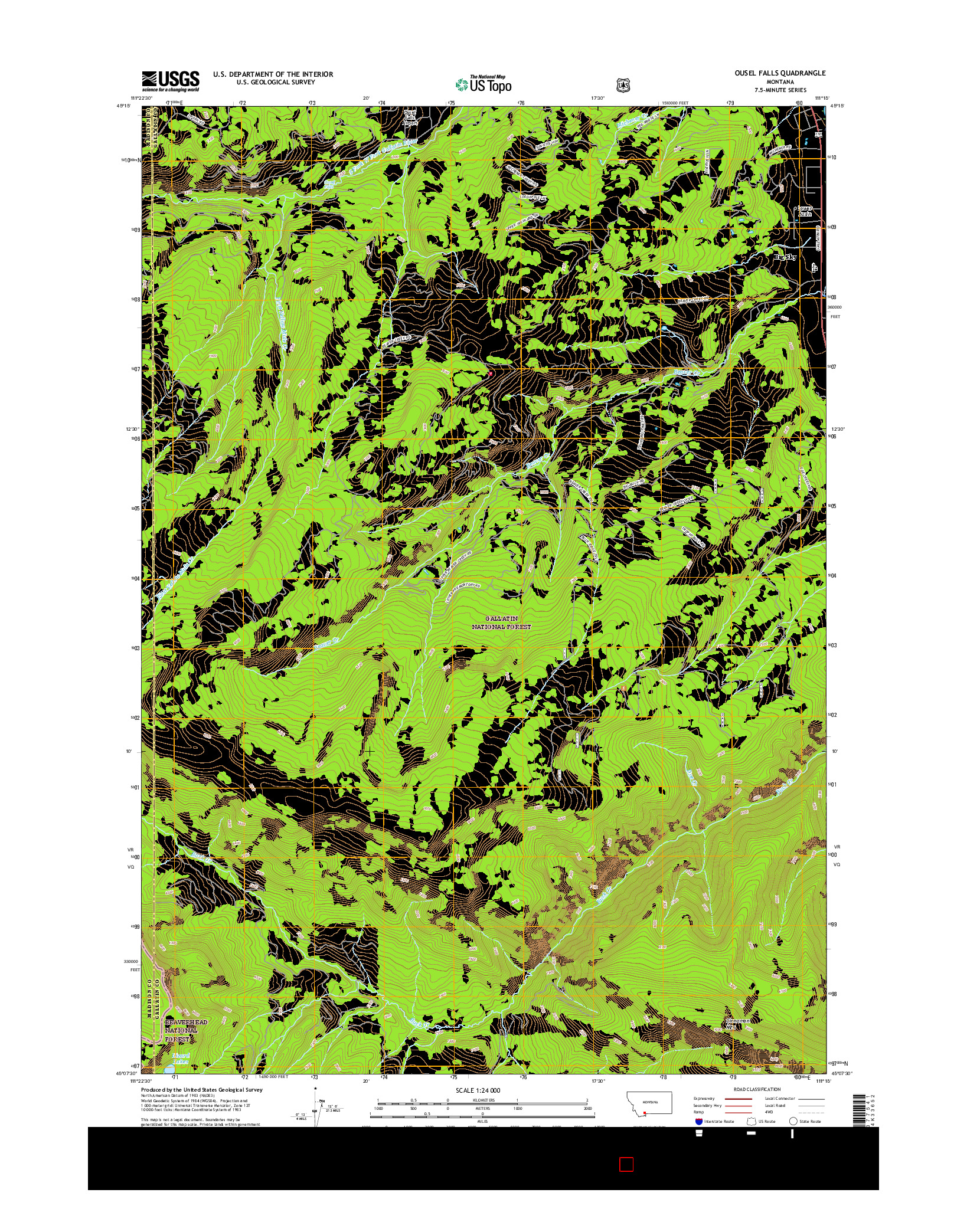 USGS US TOPO 7.5-MINUTE MAP FOR OUSEL FALLS, MT 2017