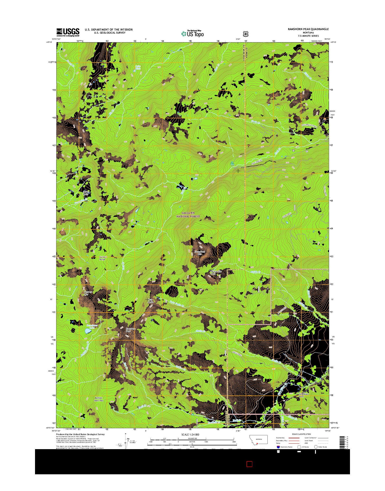 USGS US TOPO 7.5-MINUTE MAP FOR RAMSHORN PEAK, MT 2017