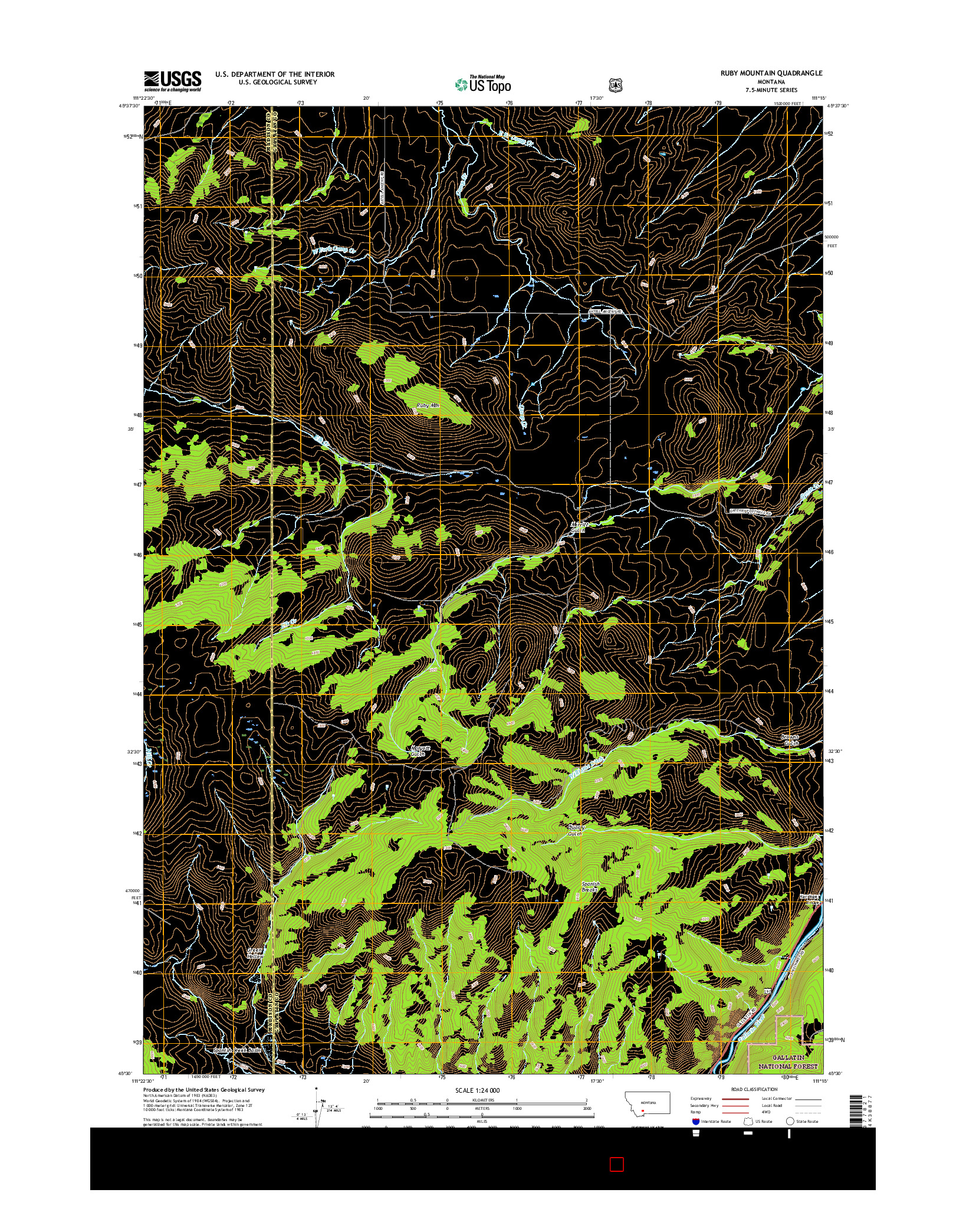 USGS US TOPO 7.5-MINUTE MAP FOR RUBY MOUNTAIN, MT 2017