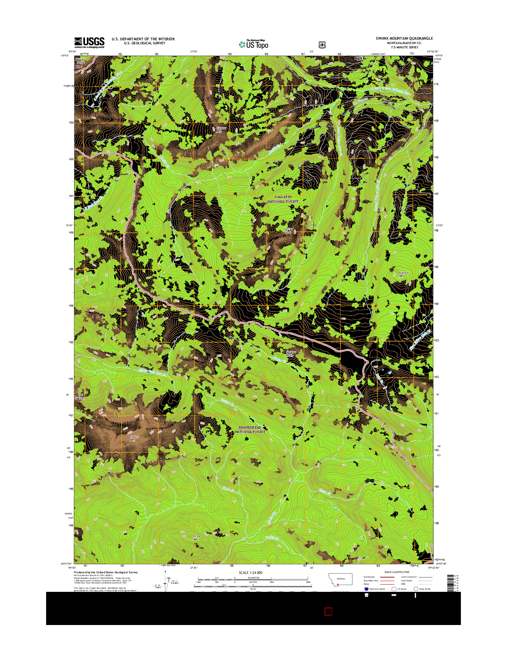 USGS US TOPO 7.5-MINUTE MAP FOR SPHINX MOUNTAIN, MT 2017