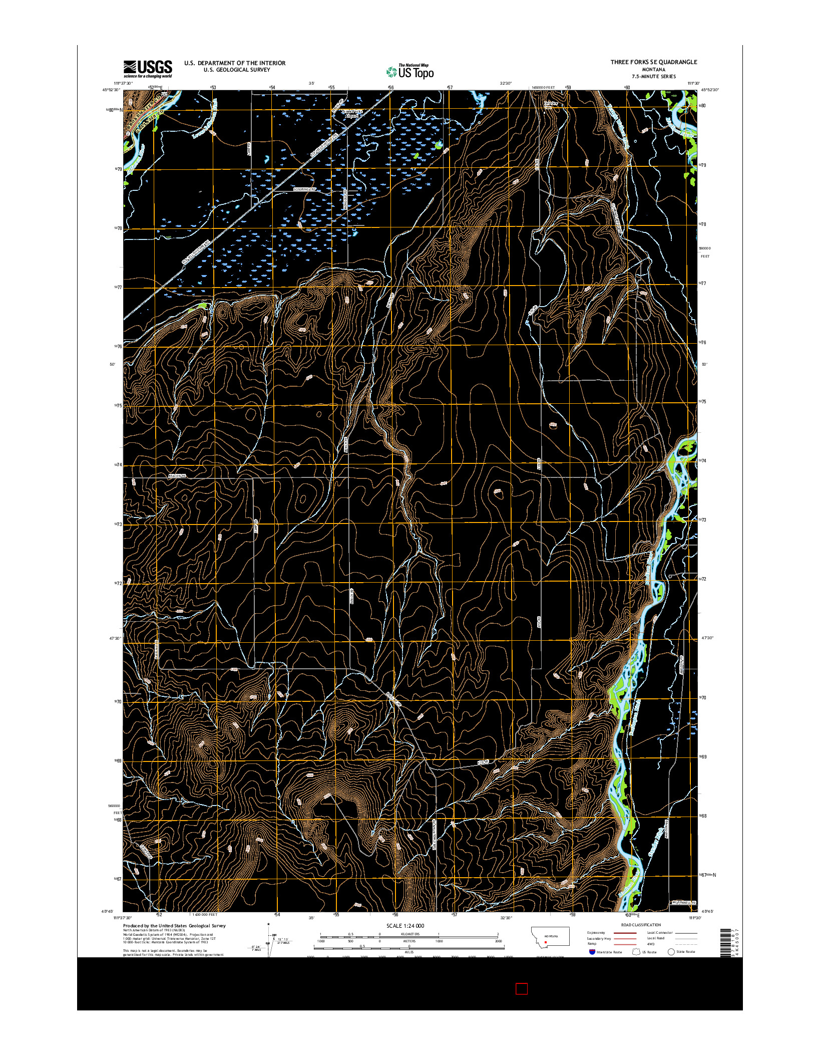 USGS US TOPO 7.5-MINUTE MAP FOR THREE FORKS SE, MT 2017