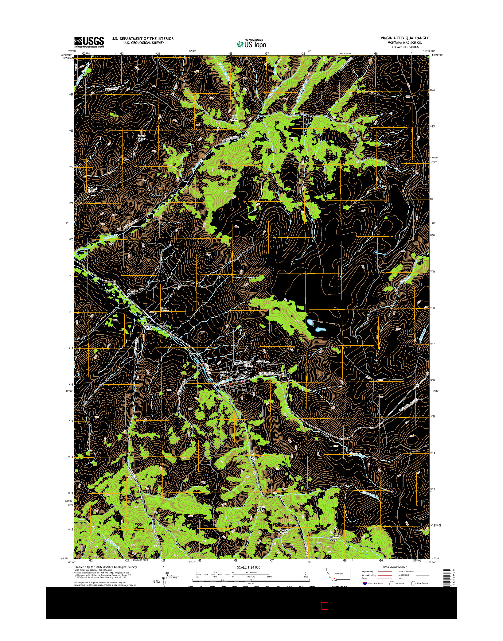 USGS US TOPO 7.5-MINUTE MAP FOR VIRGINIA CITY, MT 2017