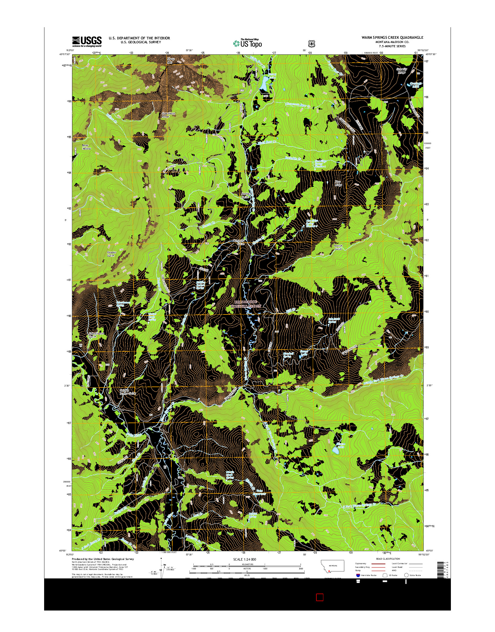 USGS US TOPO 7.5-MINUTE MAP FOR WARM SPRINGS CREEK, MT 2017
