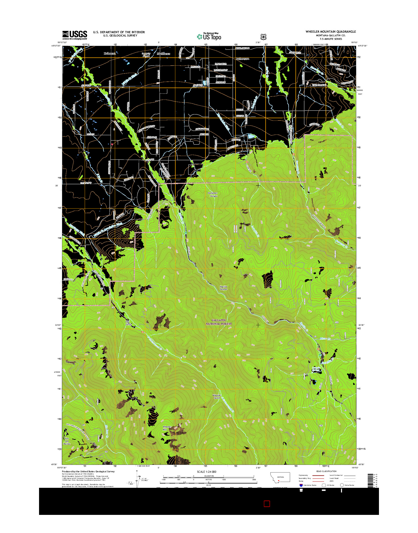 USGS US TOPO 7.5-MINUTE MAP FOR WHEELER MOUNTAIN, MT 2017