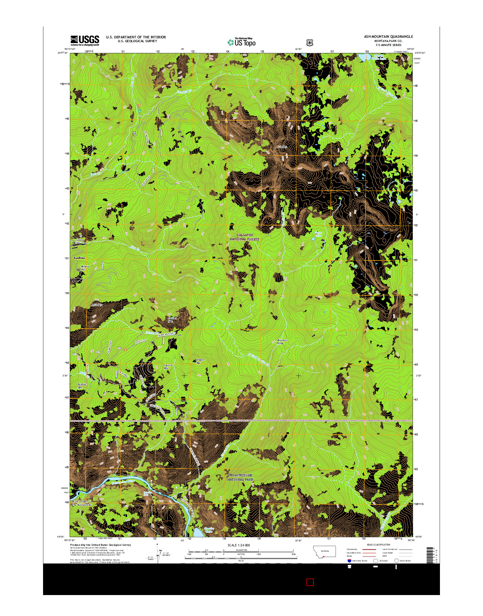 USGS US TOPO 7.5-MINUTE MAP FOR ASH MOUNTAIN, MT 2017