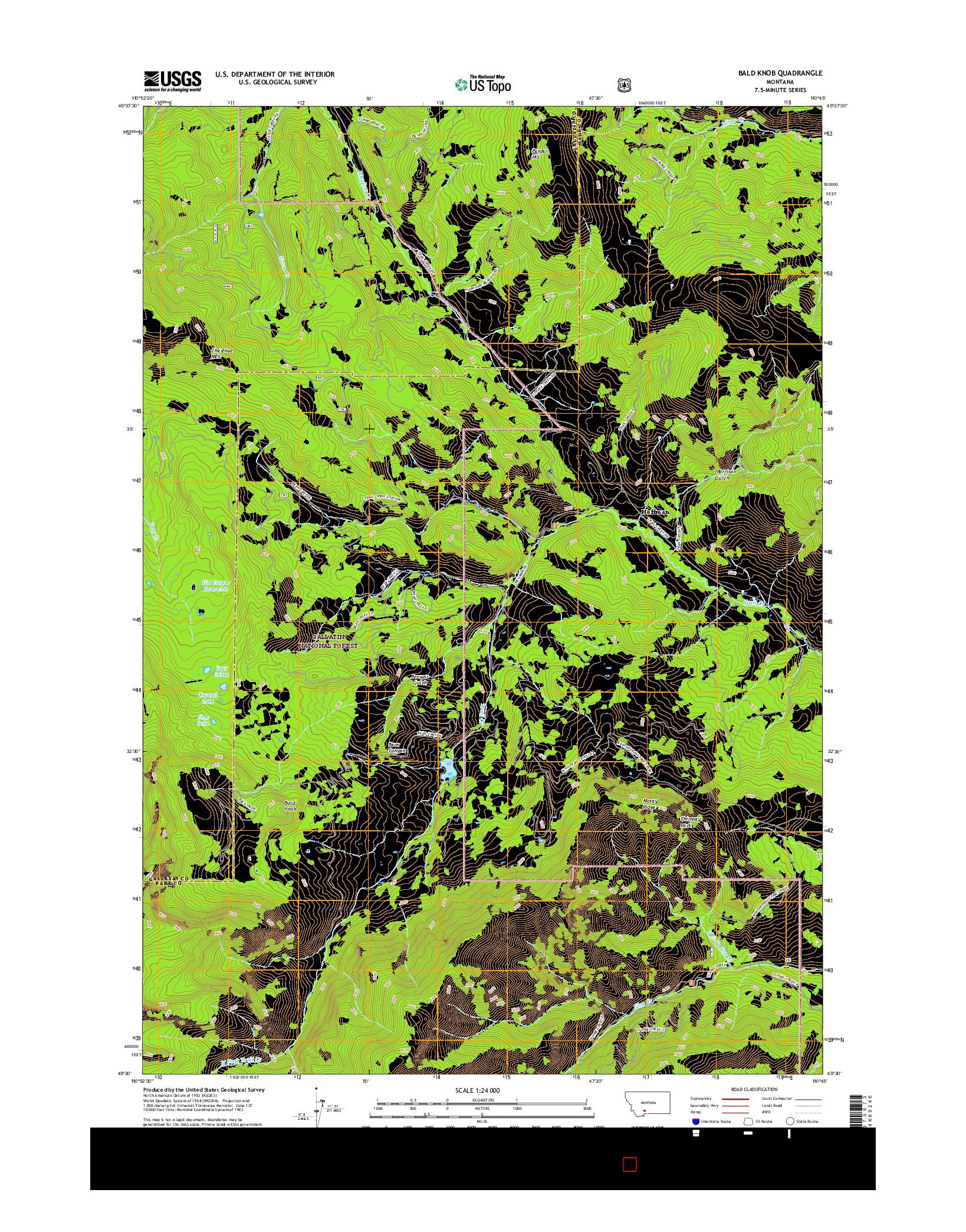 USGS US TOPO 7.5-MINUTE MAP FOR BALD KNOB, MT 2017